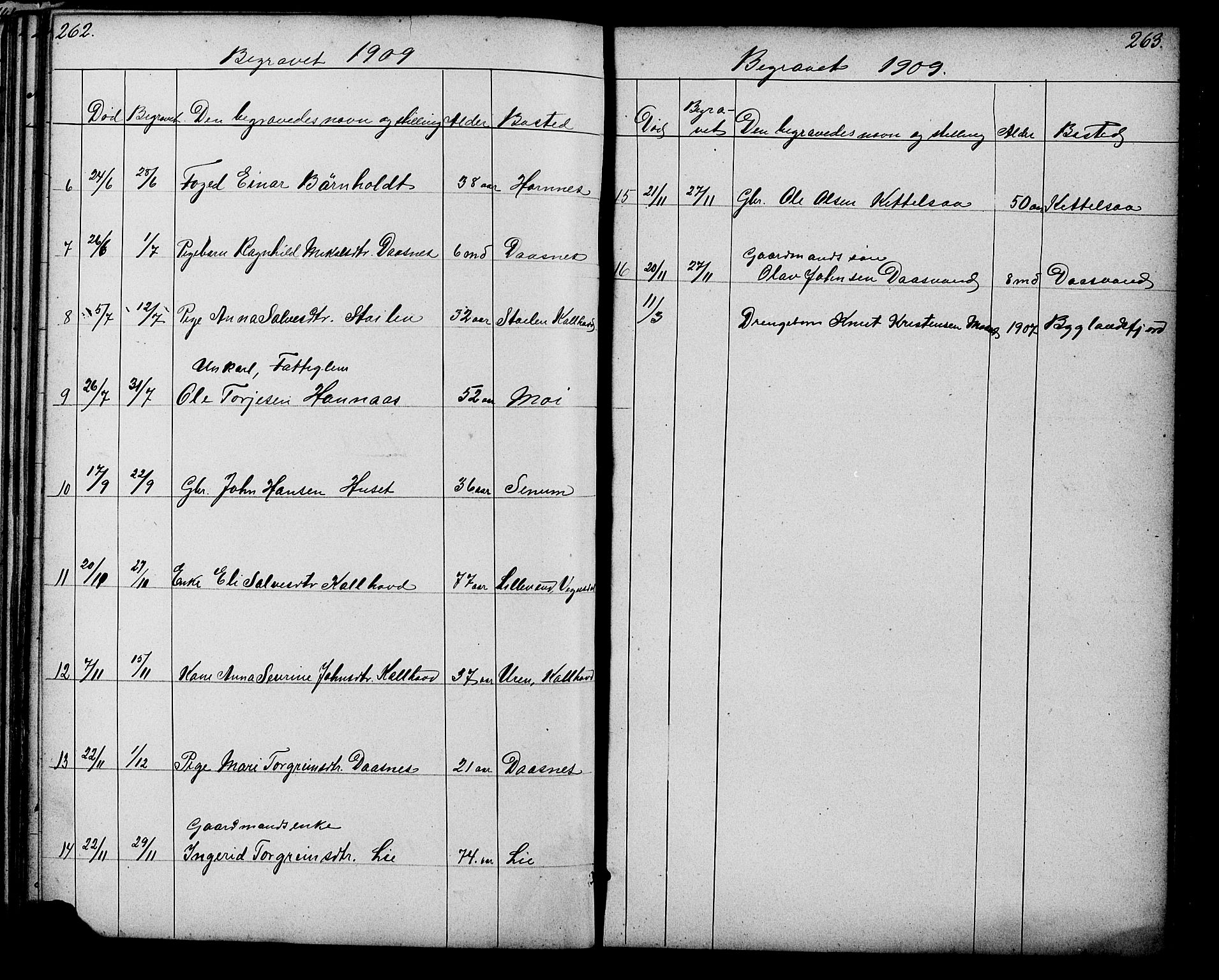 Evje sokneprestkontor, AV/SAK-1111-0008/F/Fb/Fbb/L0002: Parish register (copy) no. B 2, 1879-1909, p. 262-263