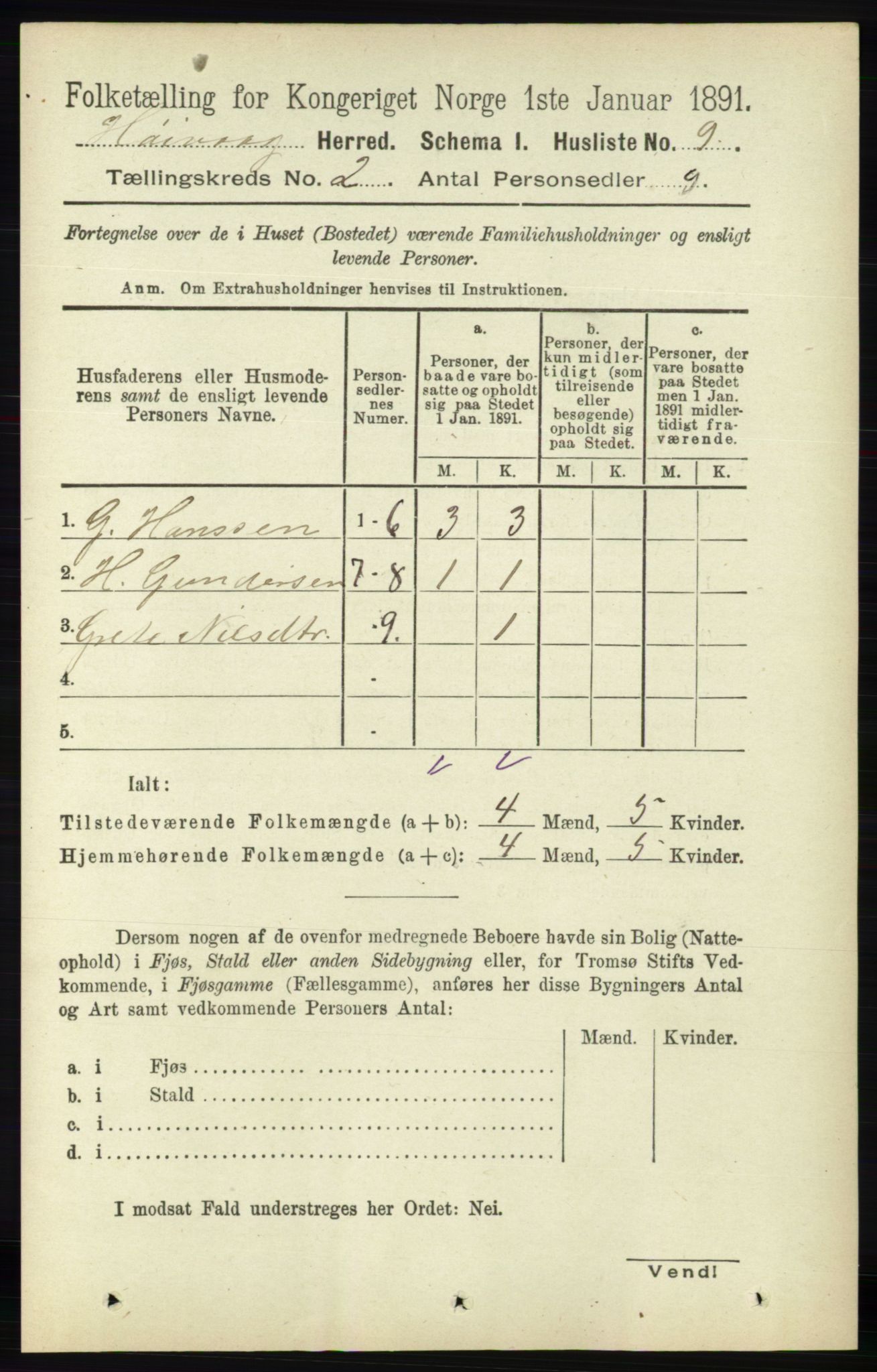 RA, 1891 census for 0927 Høvåg, 1891, p. 473