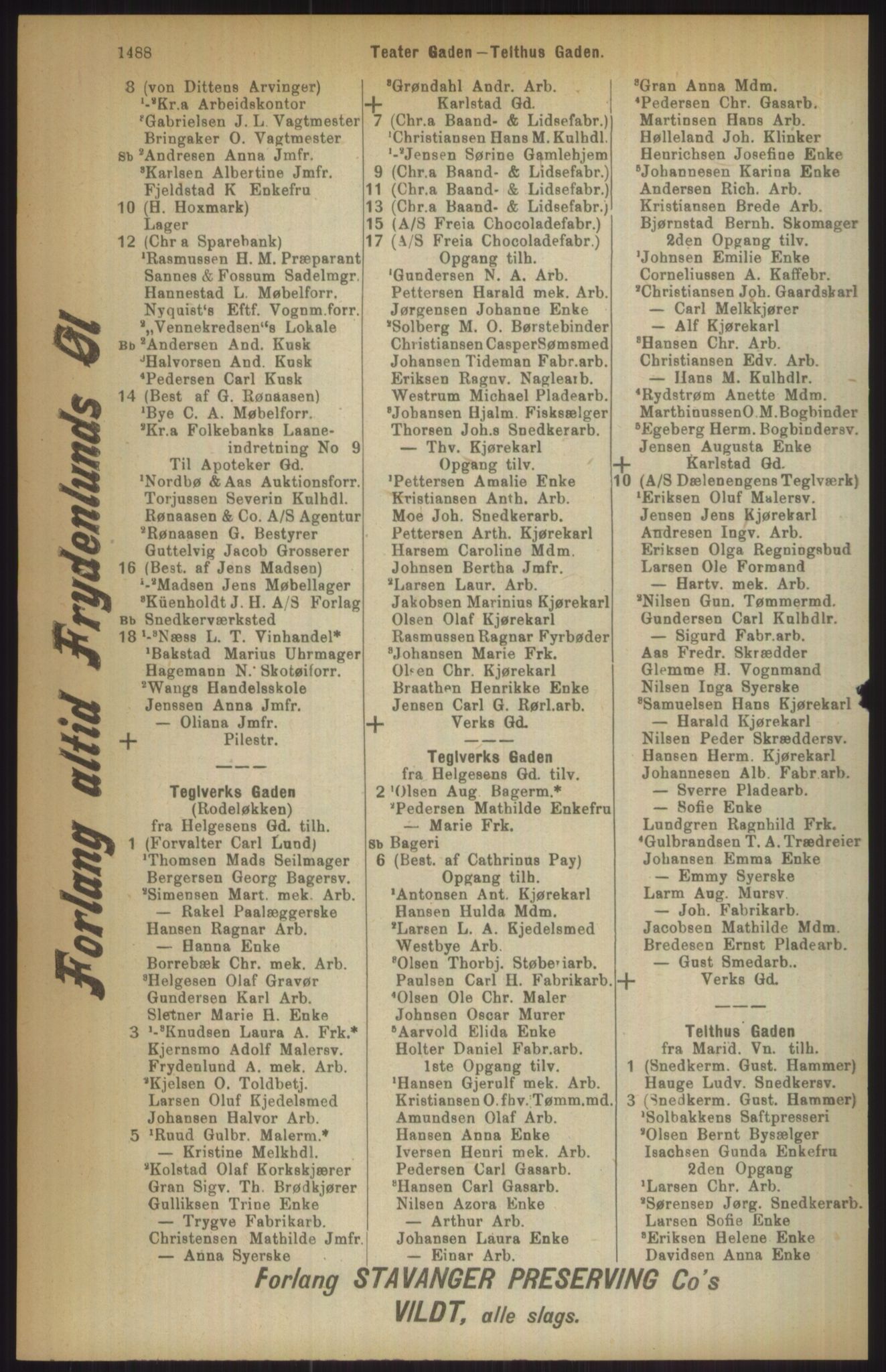 Kristiania/Oslo adressebok, PUBL/-, 1911, p. 1488