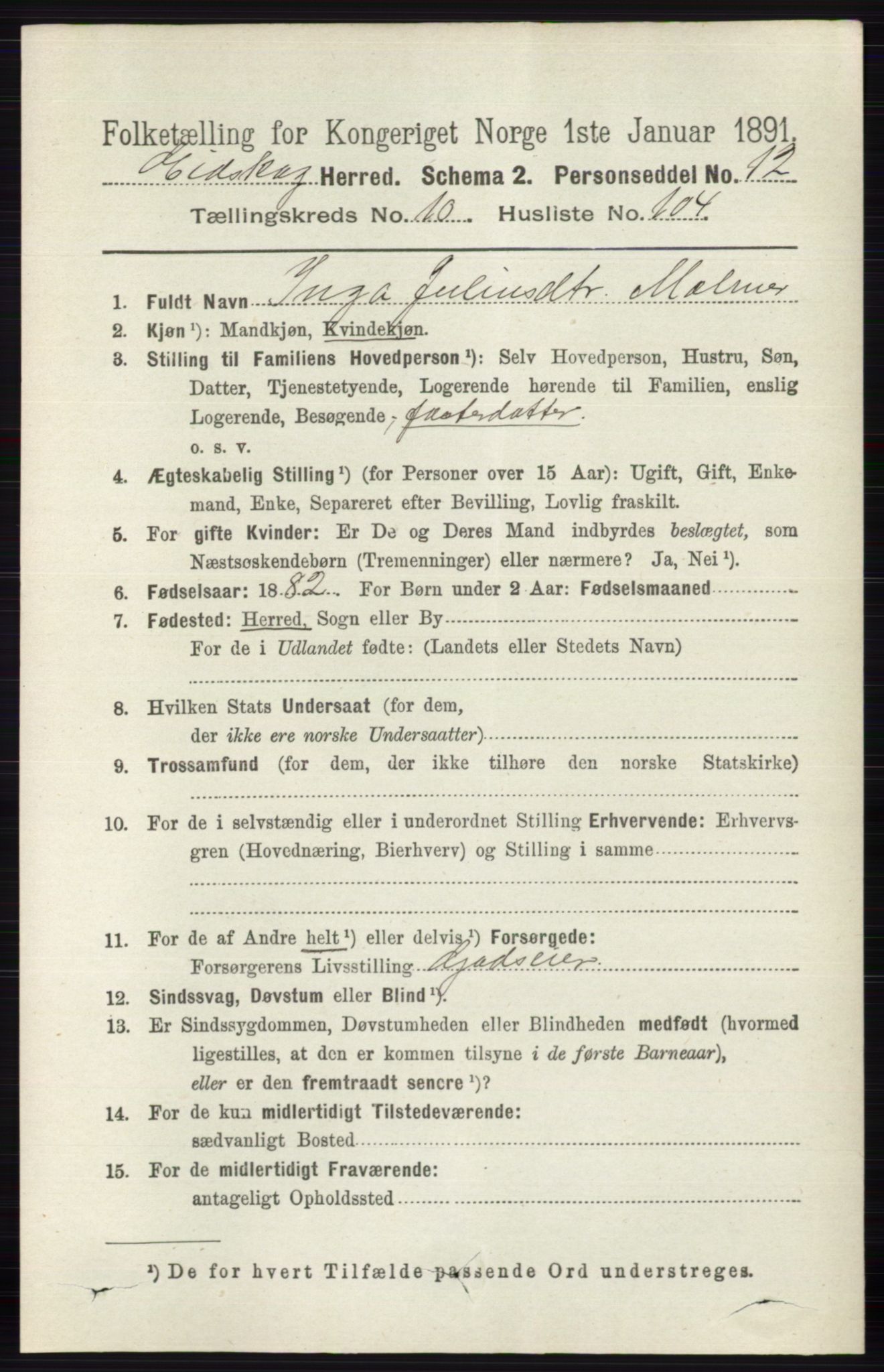 RA, 1891 census for 0420 Eidskog, 1891, p. 6699