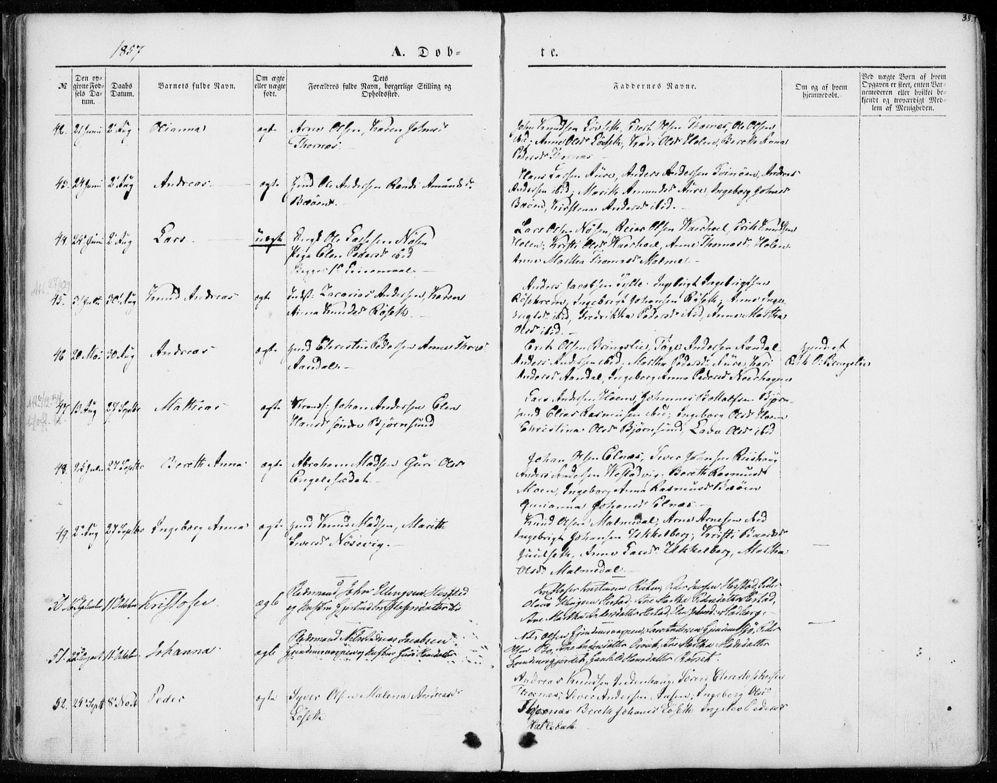 Ministerialprotokoller, klokkerbøker og fødselsregistre - Møre og Romsdal, AV/SAT-A-1454/565/L0748: Parish register (official) no. 565A02, 1845-1872, p. 38