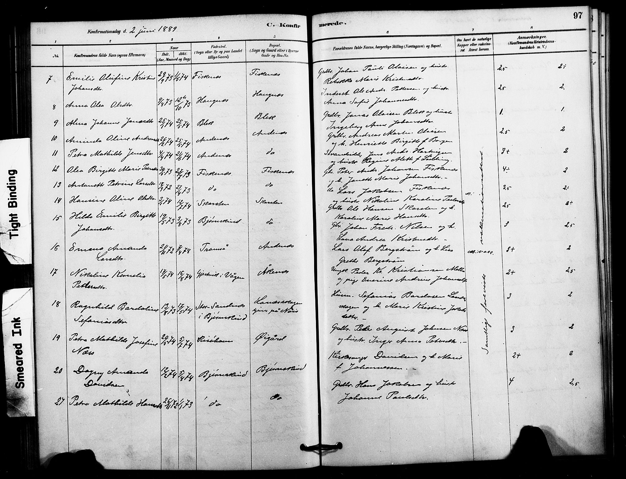 Ministerialprotokoller, klokkerbøker og fødselsregistre - Nordland, AV/SAT-A-1459/897/L1399: Parish register (official) no. 897C06, 1881-1896, p. 97