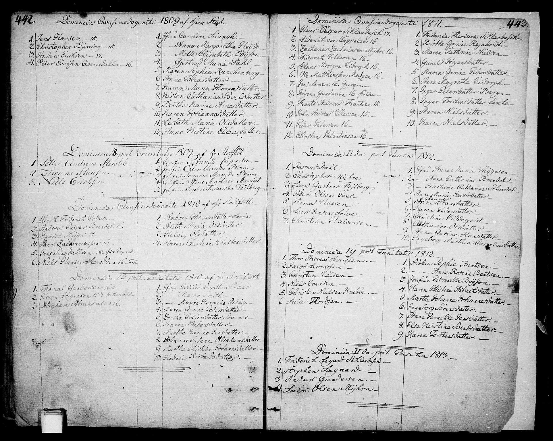 Skien kirkebøker, SAKO/A-302/F/Fa/L0004: Parish register (official) no. 4, 1792-1814, p. 442-443