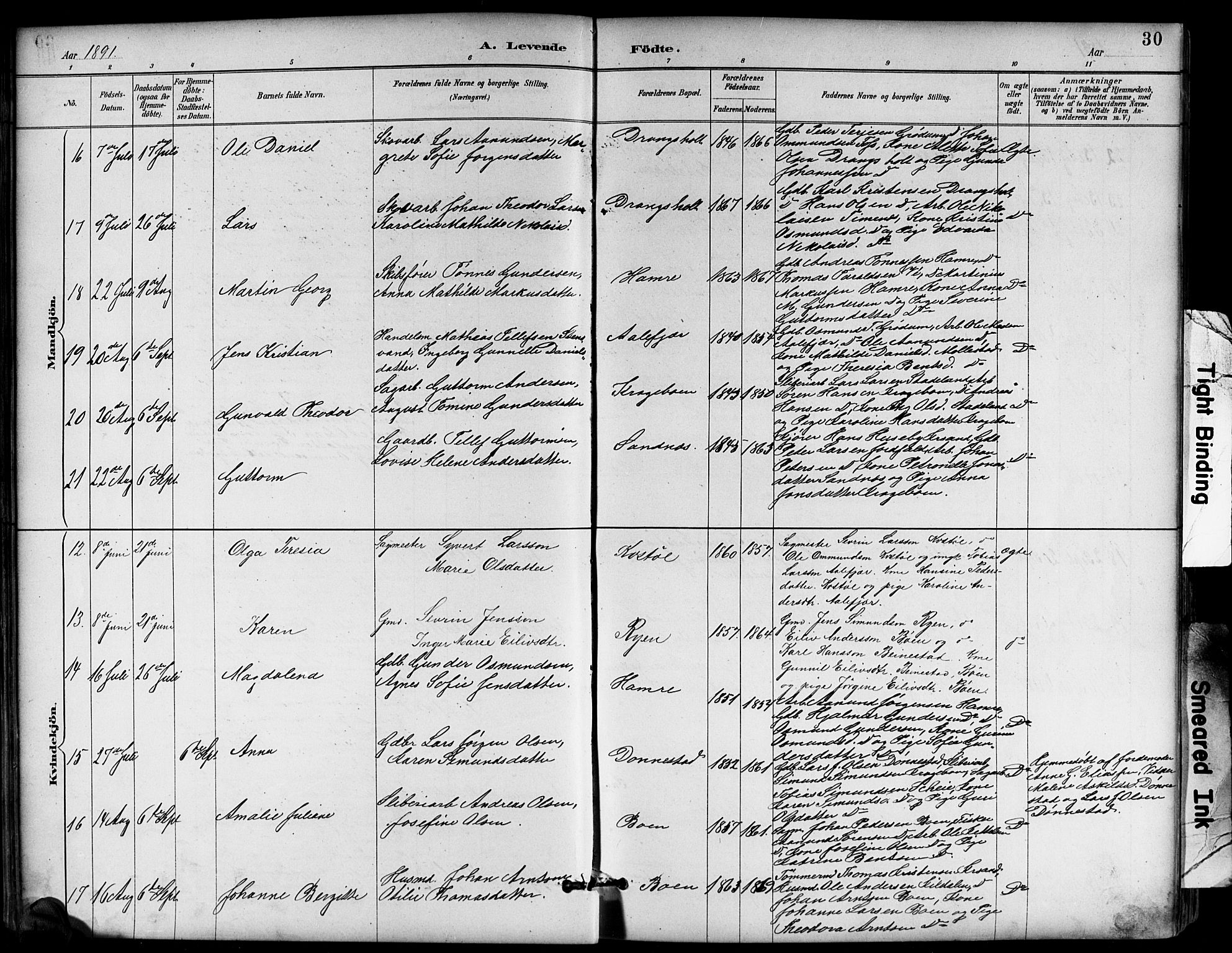 Tveit sokneprestkontor, AV/SAK-1111-0043/F/Fb/L0004: Parish register (copy) no. B 4, 1887-1914, p. 30