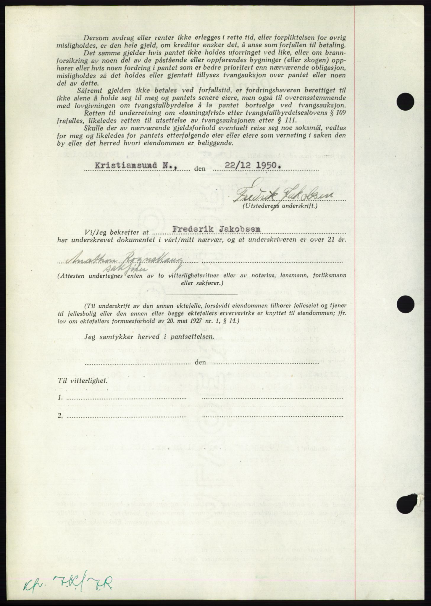 Nordmøre sorenskriveri, AV/SAT-A-4132/1/2/2Ca: Mortgage book no. B106, 1950-1950, Diary no: : 4102/1950