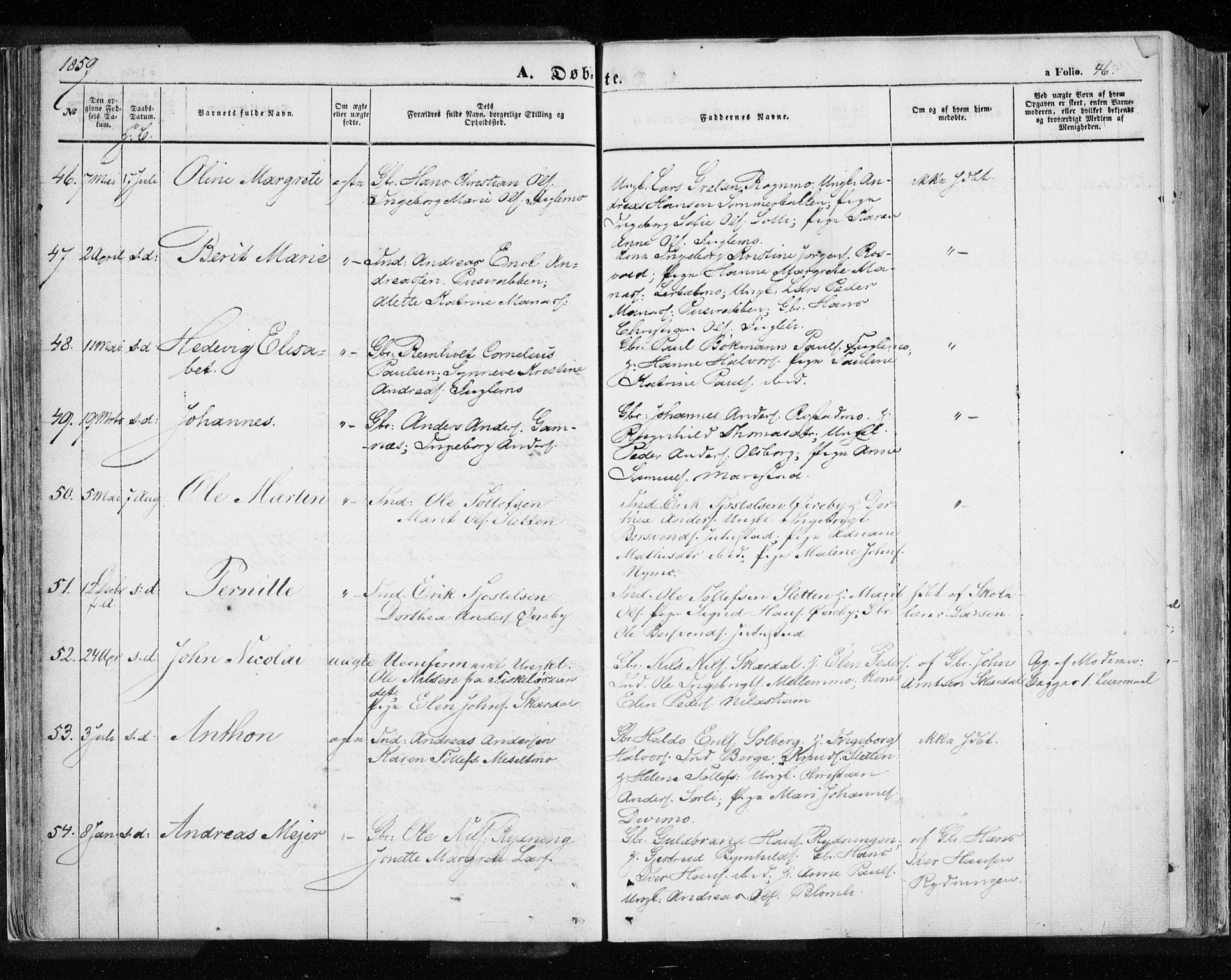Målselv sokneprestembete, SATØ/S-1311/G/Ga/Gaa/L0003kirke: Parish register (official) no. 3, 1853-1863, p. 46