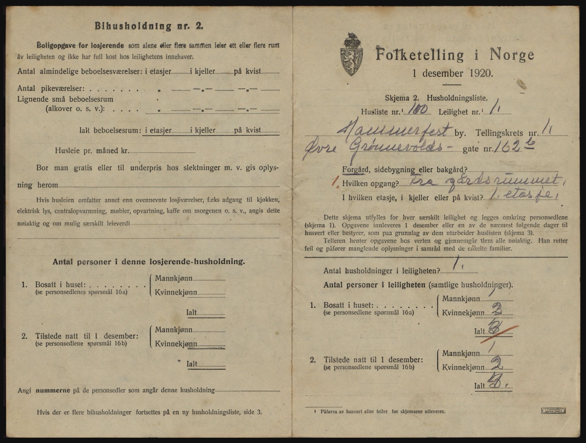 SATØ, 1920 census for Hammerfest, 1920, p. 1320