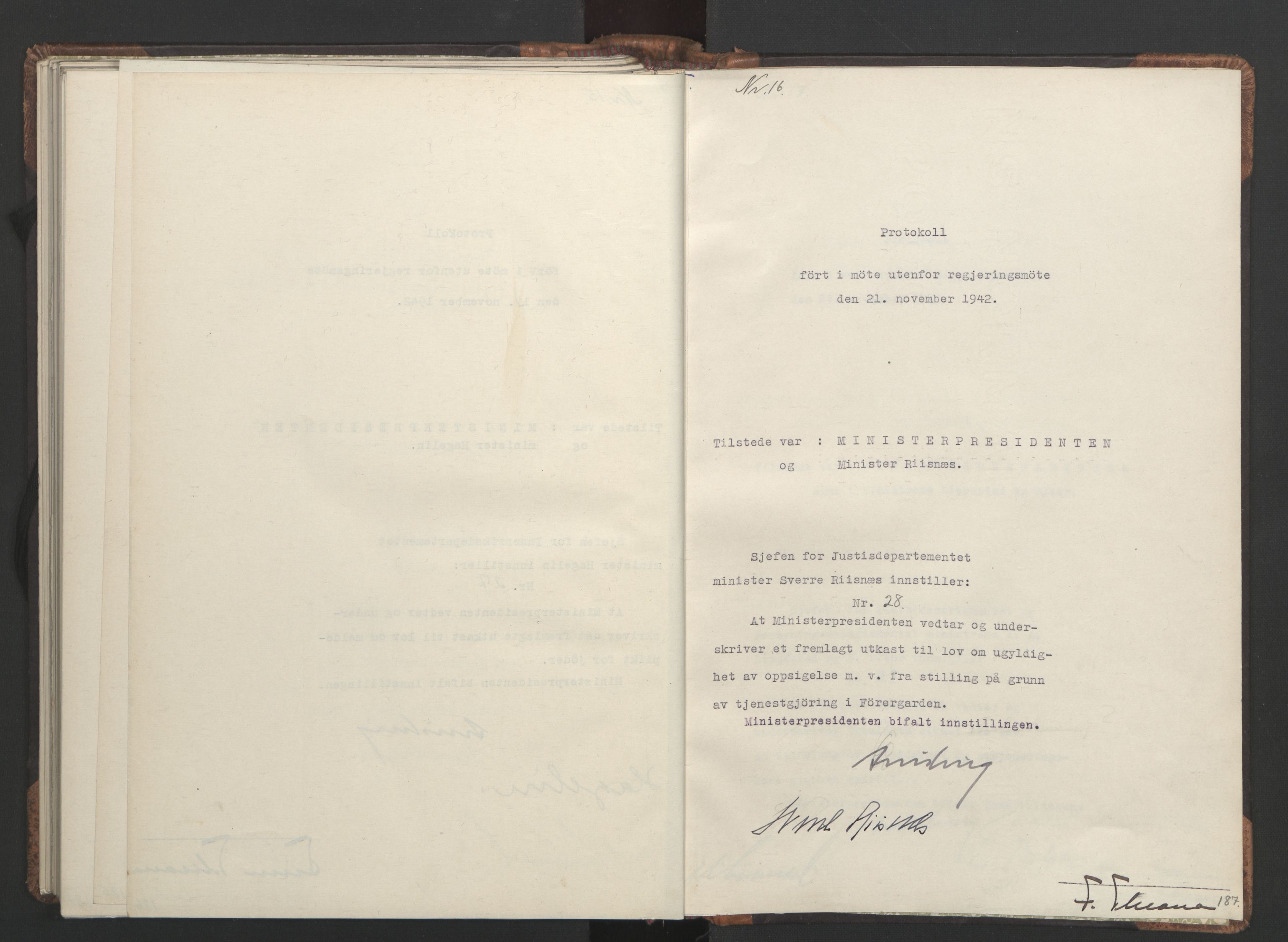 NS-administrasjonen 1940-1945 (Statsrådsekretariatet, de kommisariske statsråder mm), RA/S-4279/D/Da/L0001: Beslutninger og tillegg (1-952 og 1-32), 1942, p. 191