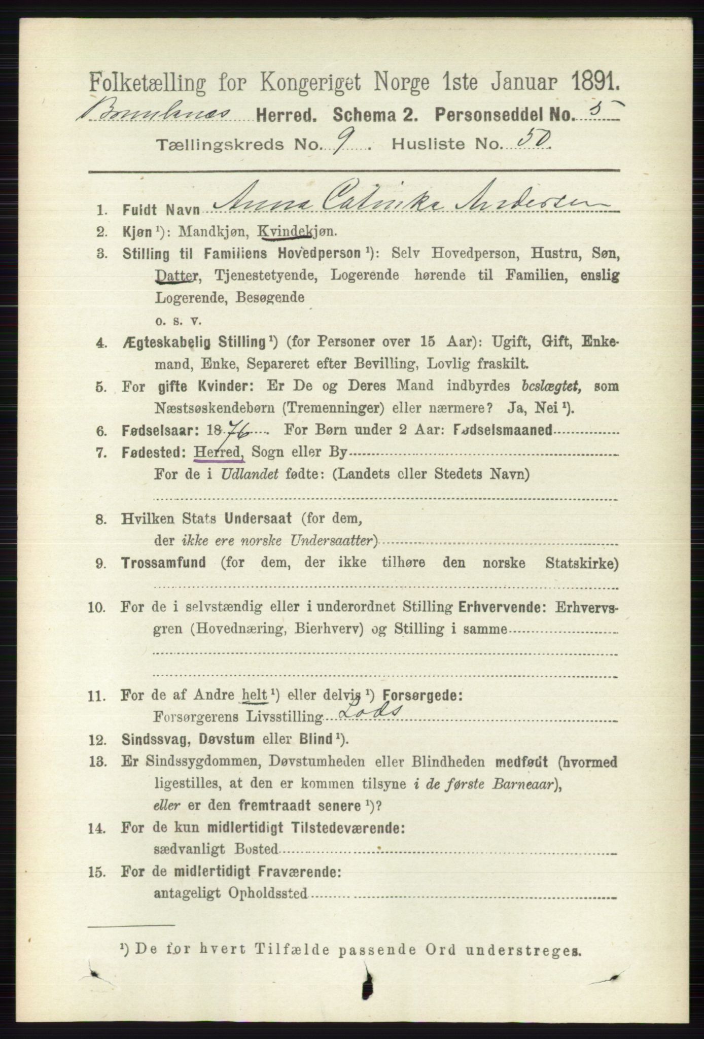 RA, 1891 census for 0726 Brunlanes, 1891, p. 4389