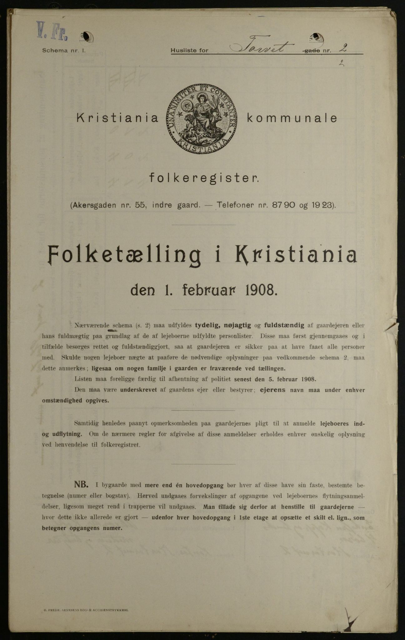 OBA, Municipal Census 1908 for Kristiania, 1908, p. 93135