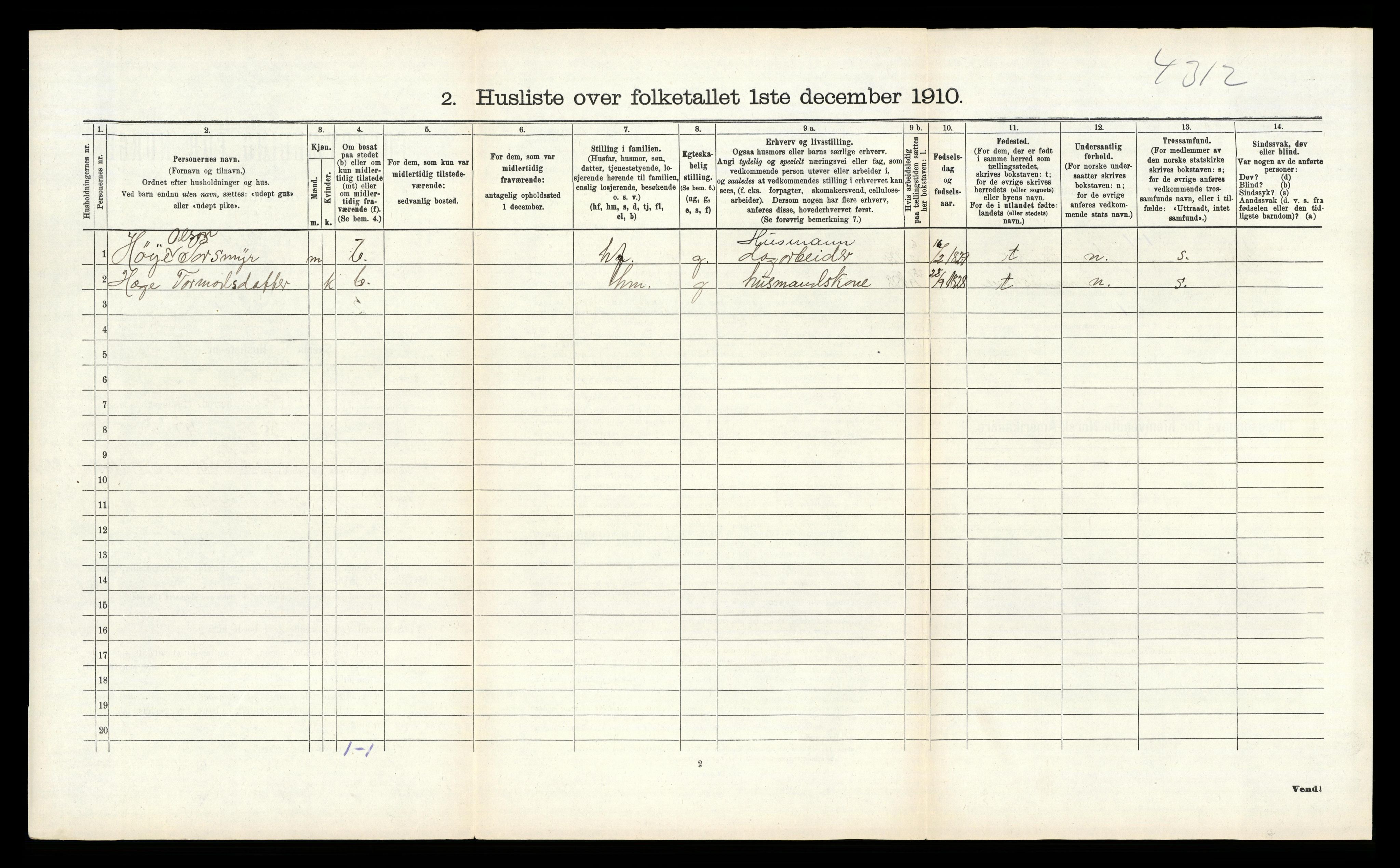 RA, 1910 census for Kviteseid, 1910, p. 531