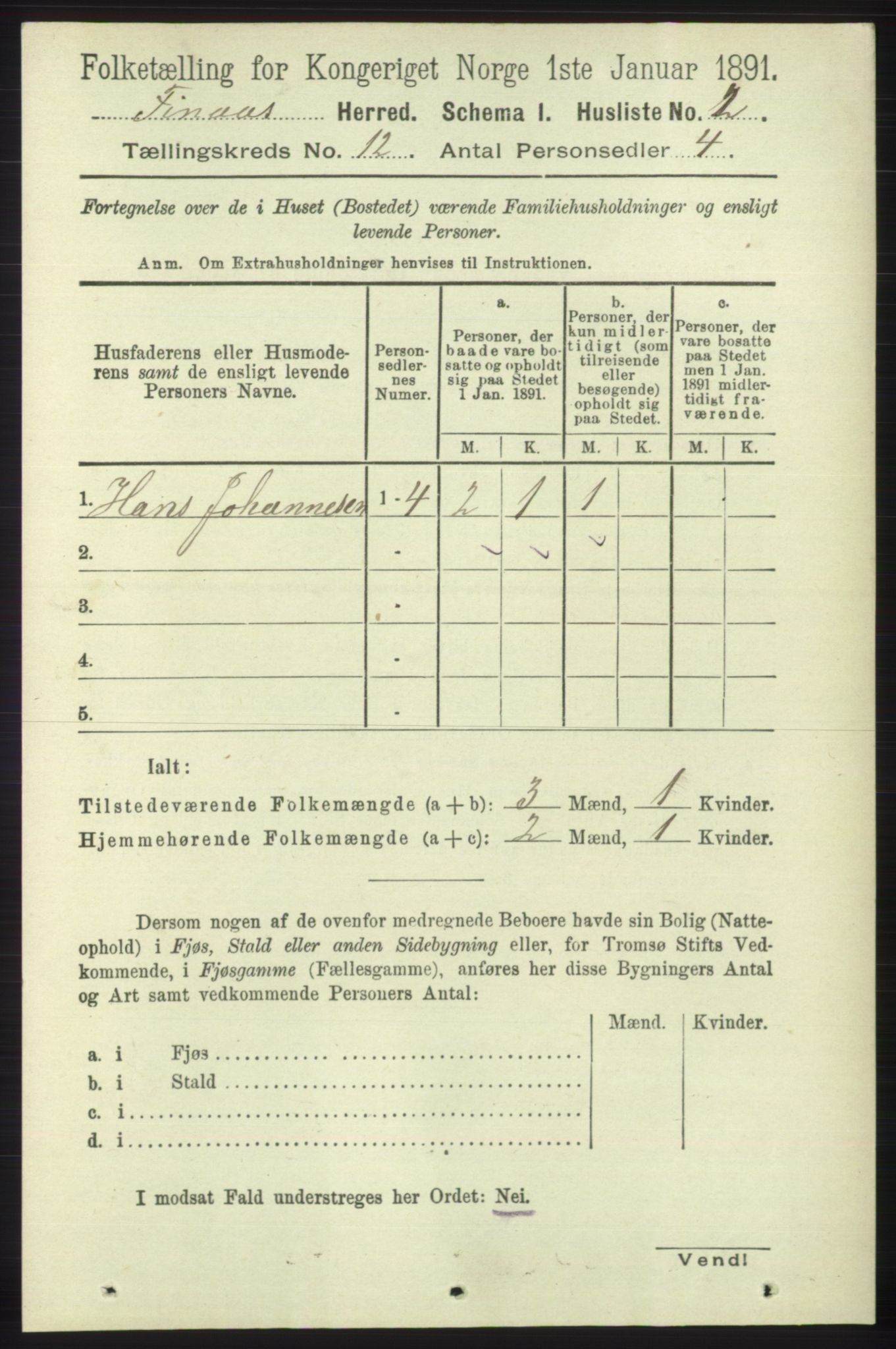 RA, 1891 census for 1218 Finnås, 1891, p. 5245