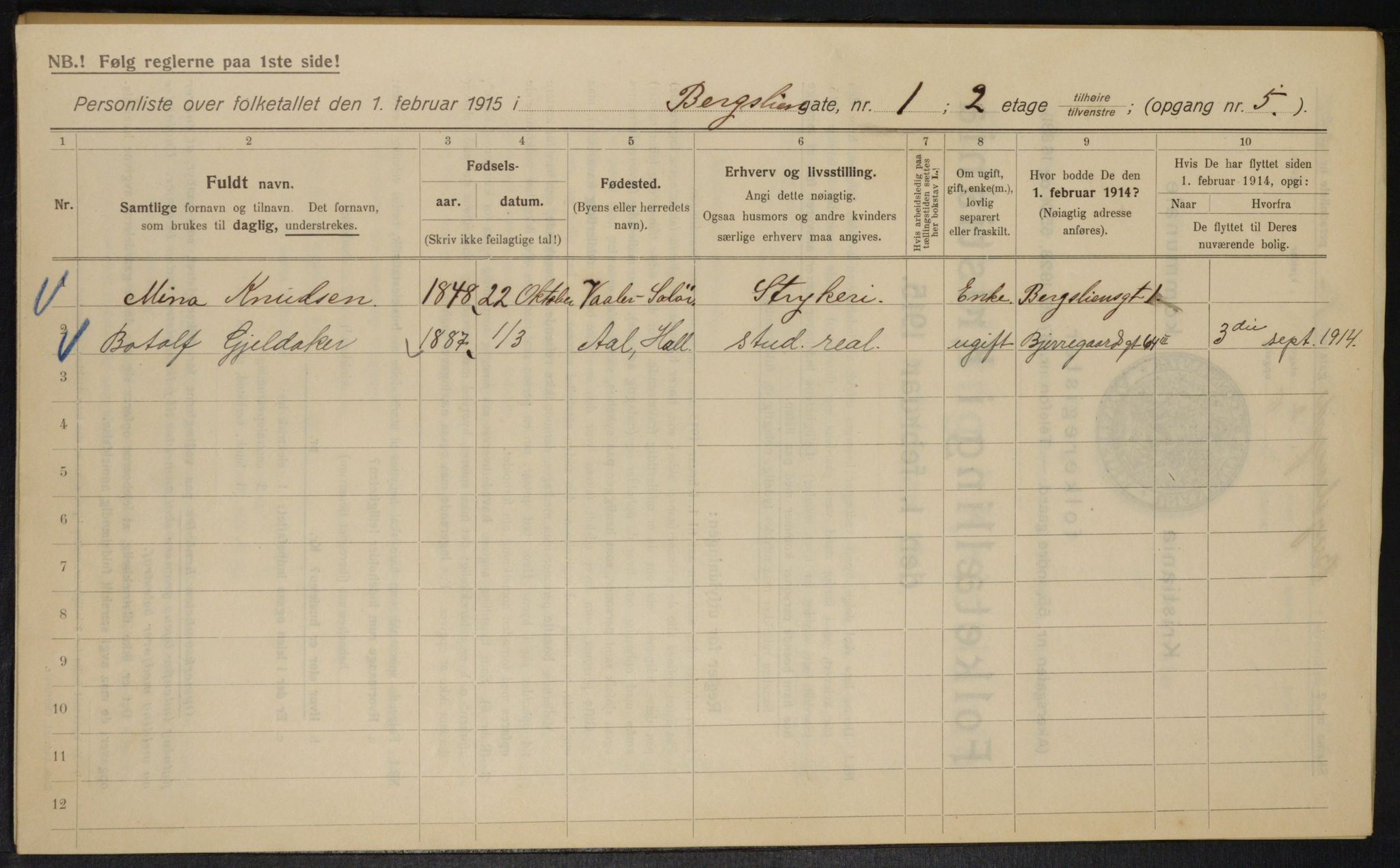 OBA, Municipal Census 1915 for Kristiania, 1915, p. 4061