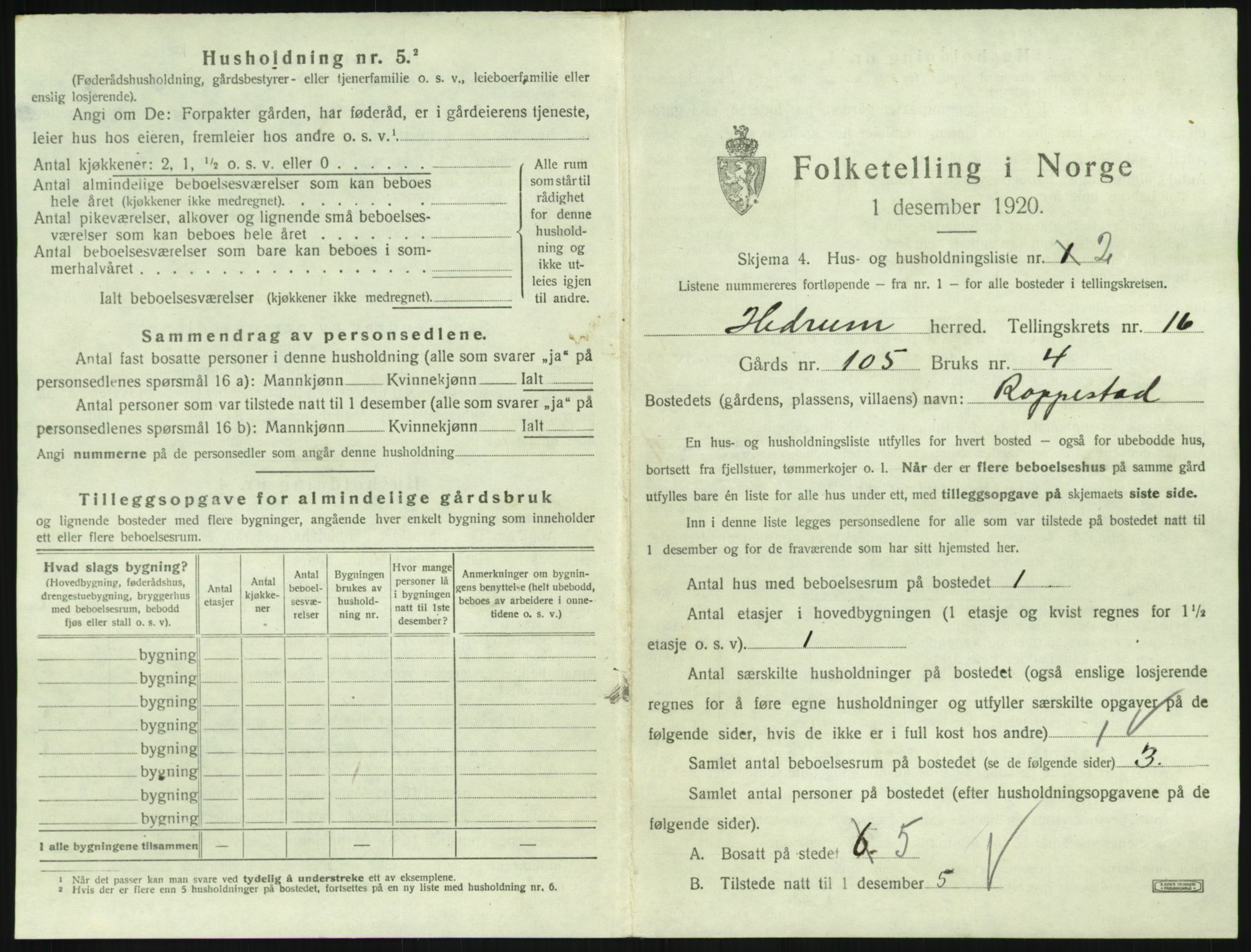 SAKO, 1920 census for Hedrum, 1920, p. 1469