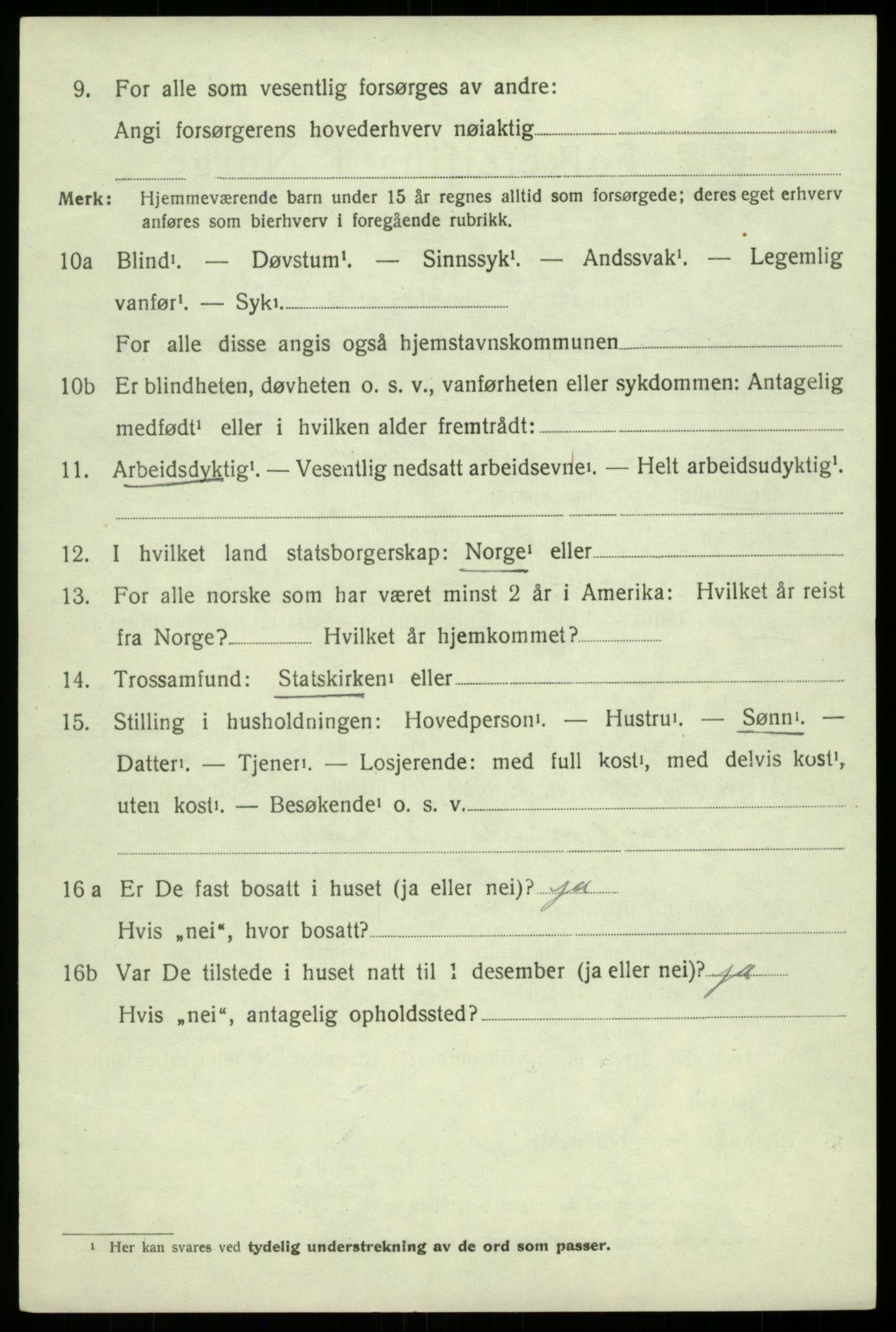 SAB, 1920 census for Ullensvang, 1920, p. 2351