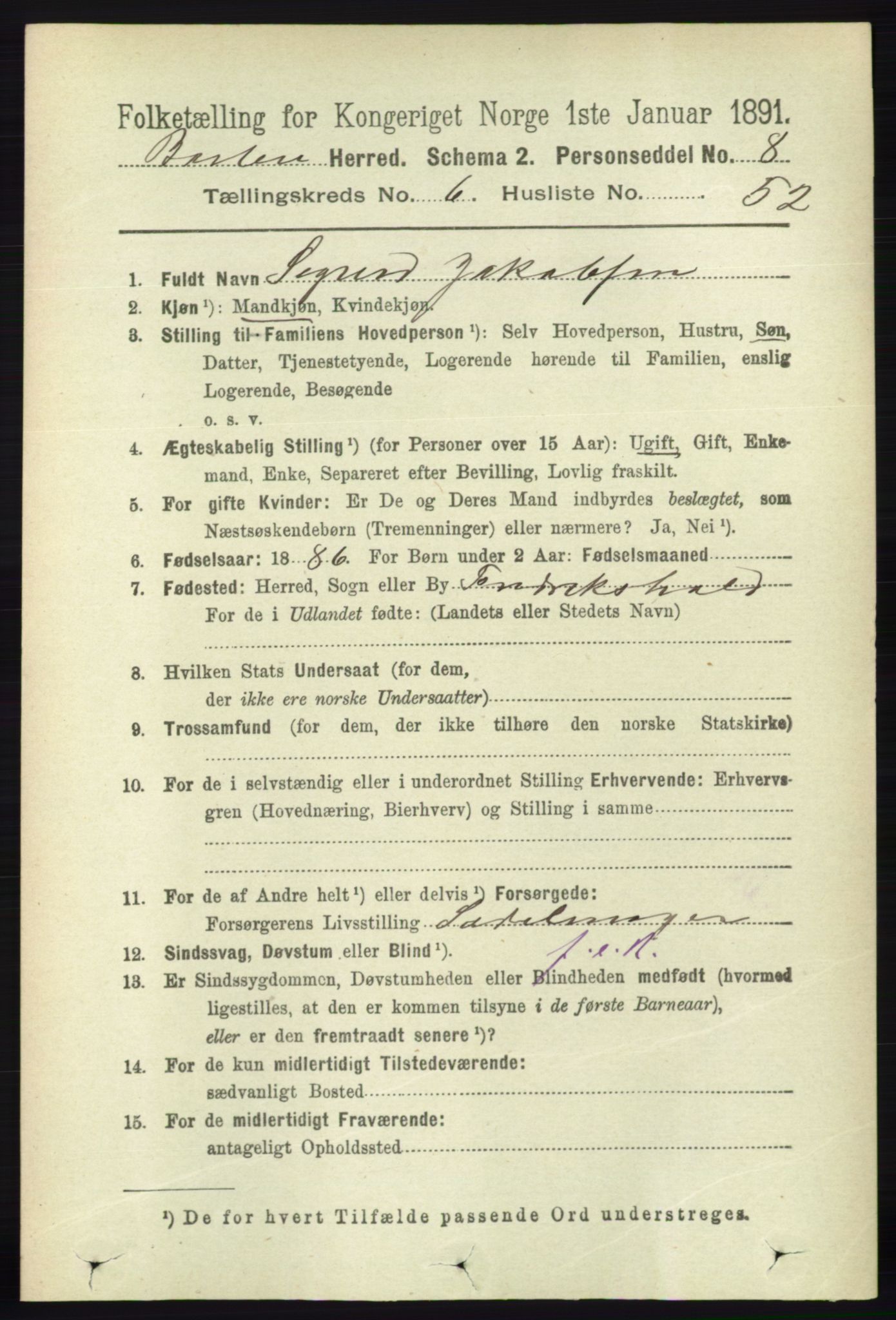 RA, 1891 census for 0990 Barbu, 1891, p. 4821