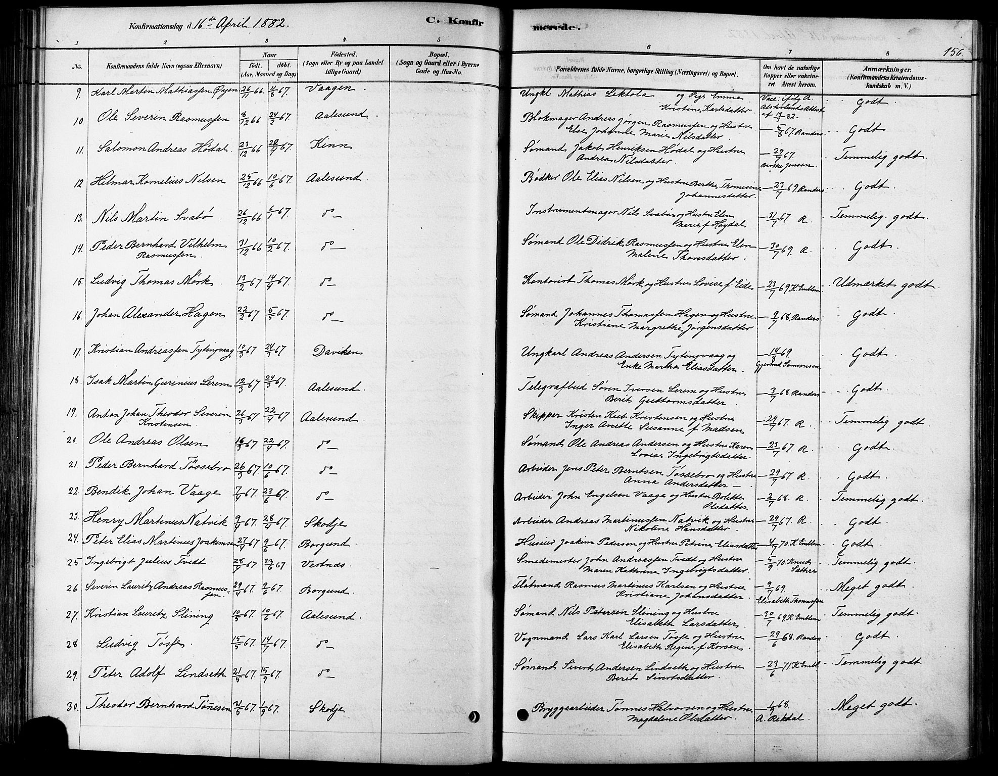 Ministerialprotokoller, klokkerbøker og fødselsregistre - Møre og Romsdal, AV/SAT-A-1454/529/L0454: Parish register (official) no. 529A04, 1878-1885, p. 156