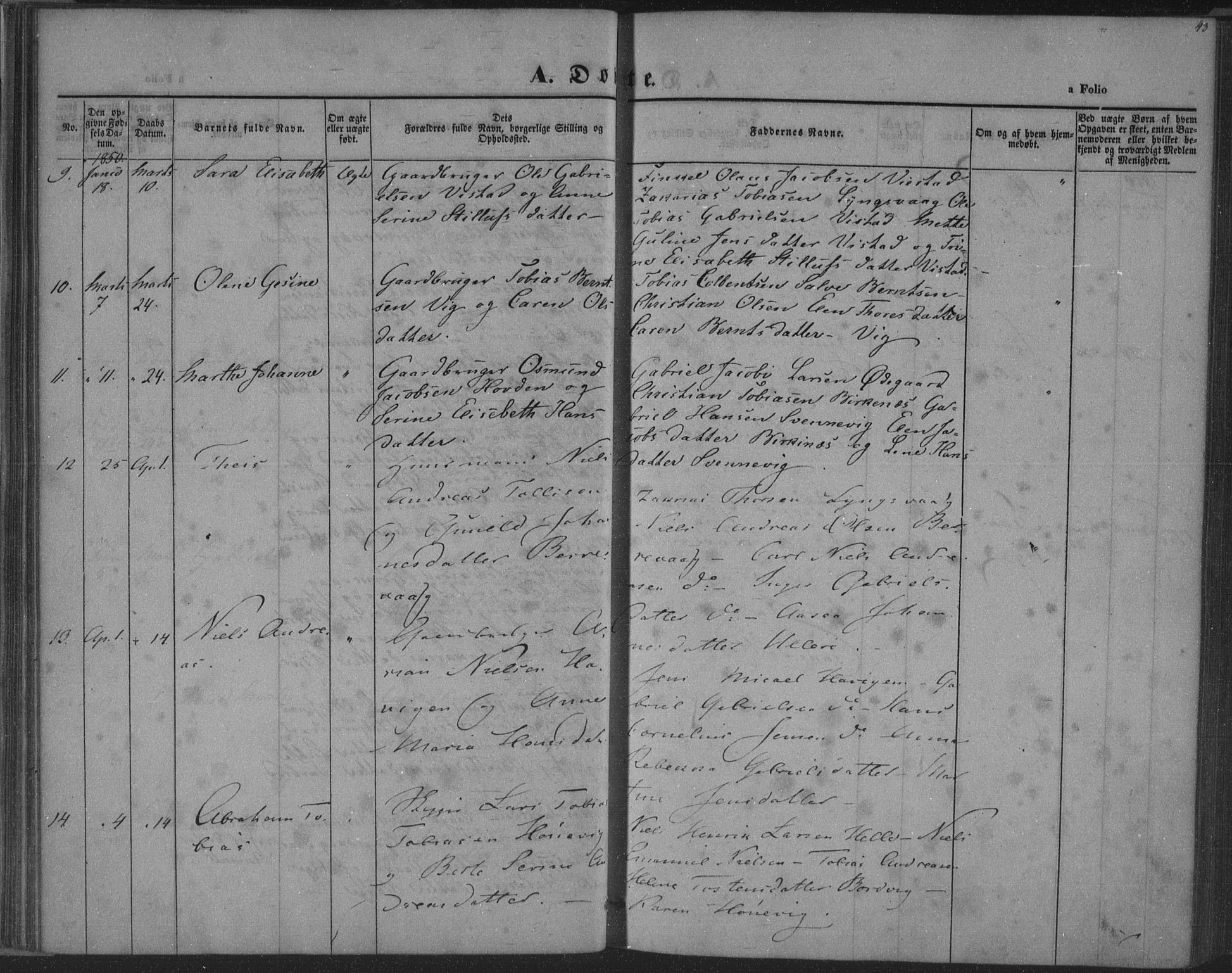 Herad sokneprestkontor, AV/SAK-1111-0018/F/Fa/Fab/L0003: Parish register (official) no. A 3, 1844-1853, p. 43