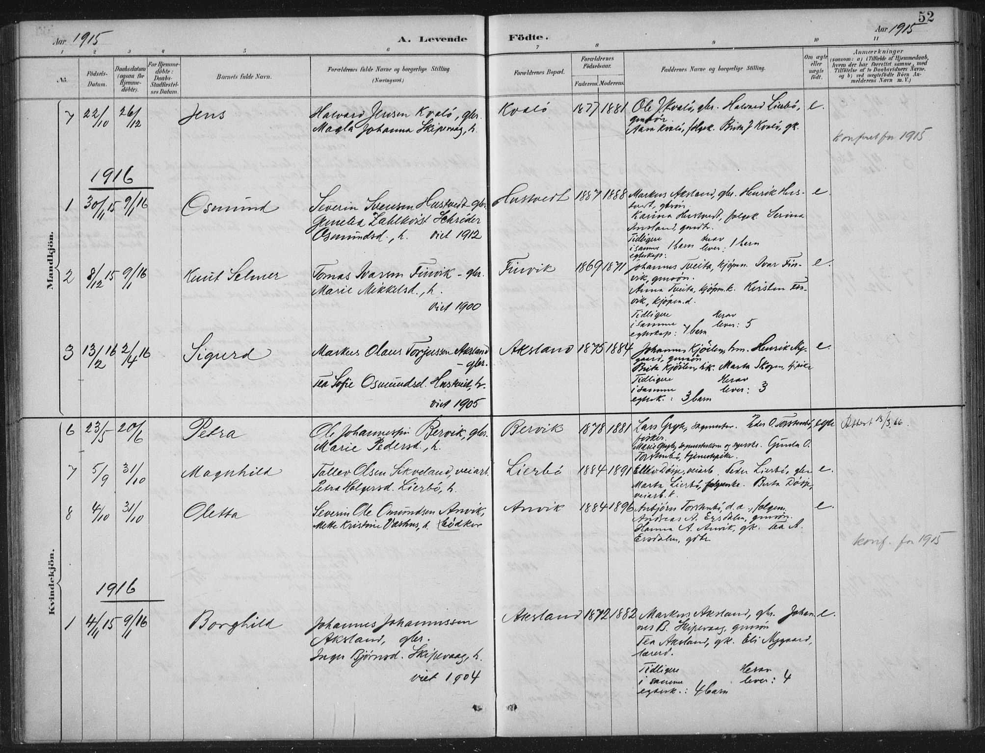 Vikedal sokneprestkontor, AV/SAST-A-101840/01/IV: Parish register (official) no. A 12, 1886-1929, p. 52