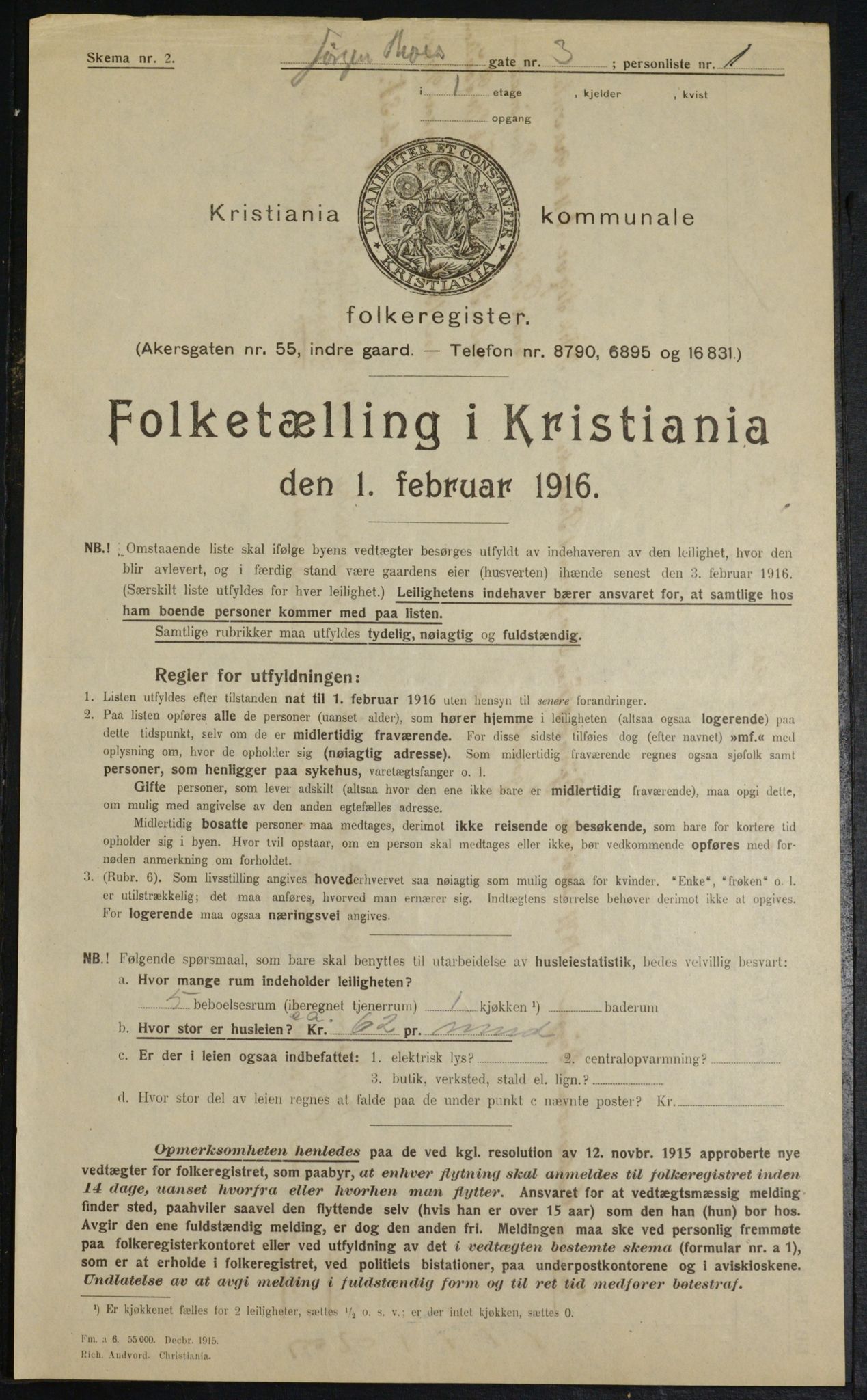 OBA, Municipal Census 1916 for Kristiania, 1916, p. 48844