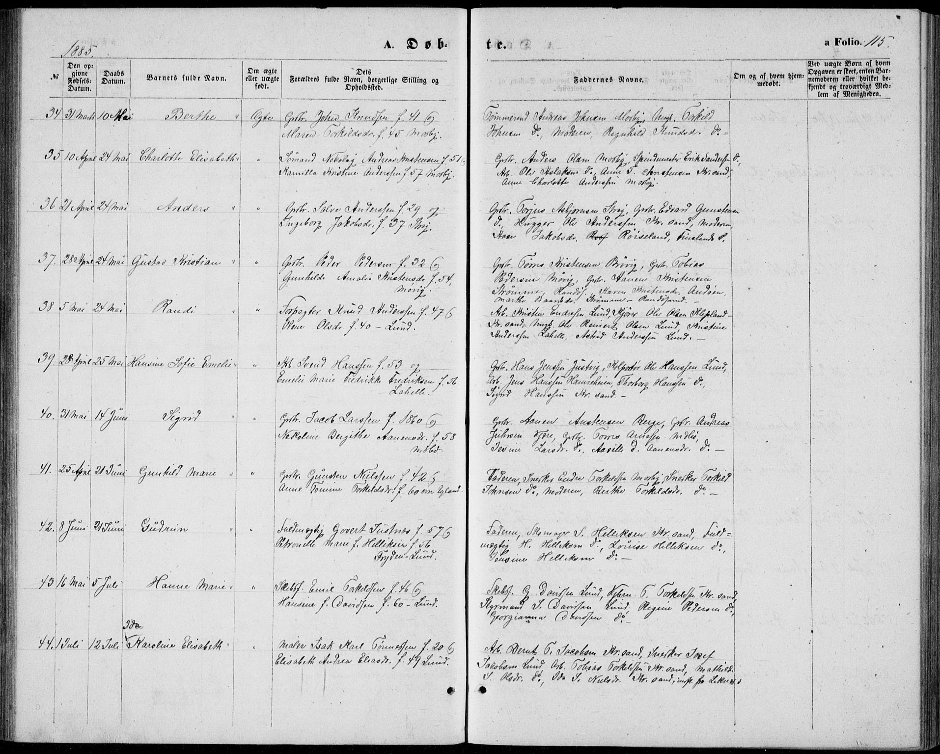 Oddernes sokneprestkontor, AV/SAK-1111-0033/F/Fb/Fba/L0007: Parish register (copy) no. B 7, 1869-1887, p. 115