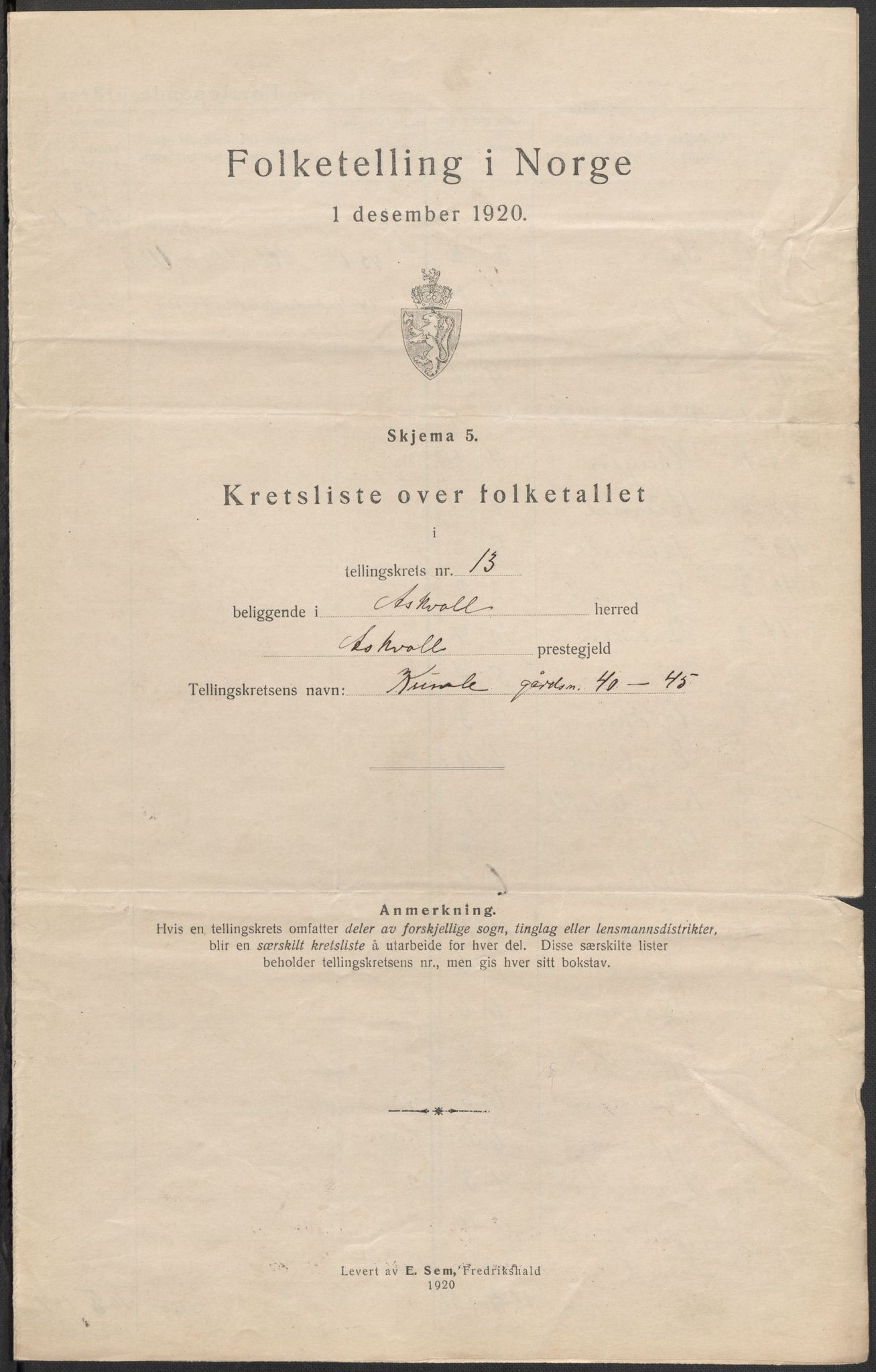 SAB, 1920 census for Askvoll, 1920, p. 47