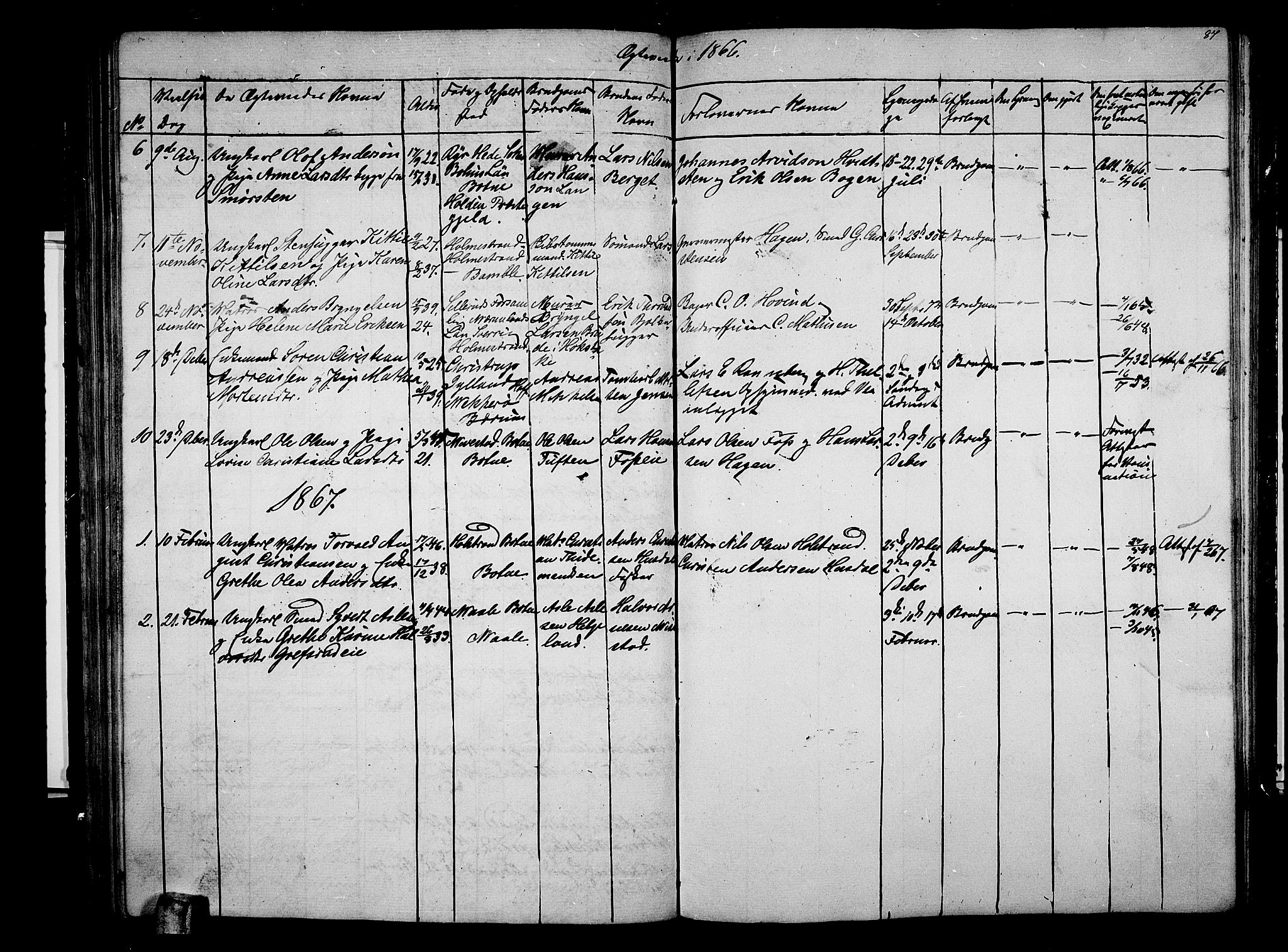 Botne kirkebøker, AV/SAKO-A-340/G/Ga/L0001: Parish register (copy) no. I 1, 1854-1867, p. 87