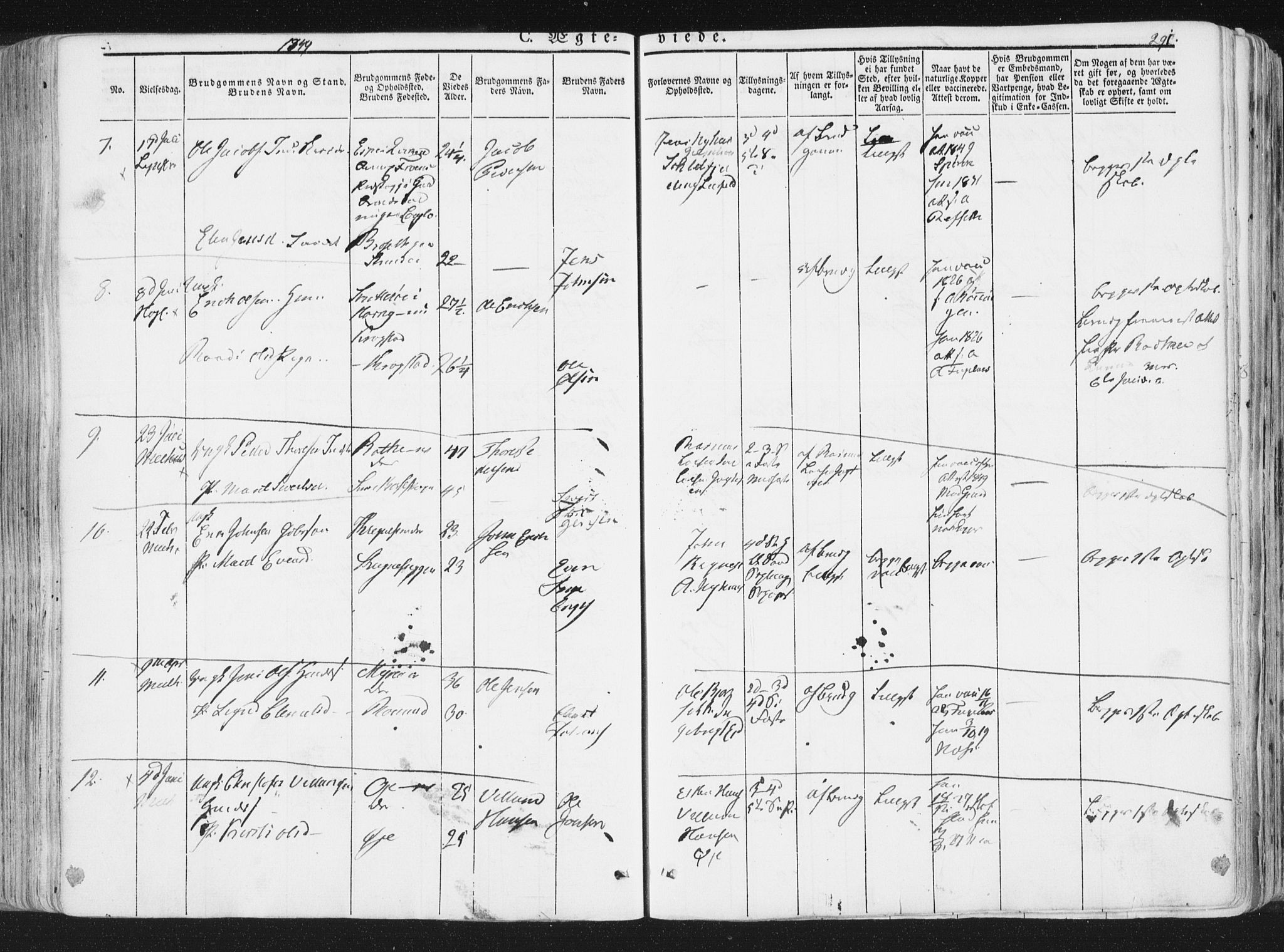 Ministerialprotokoller, klokkerbøker og fødselsregistre - Sør-Trøndelag, SAT/A-1456/691/L1074: Parish register (official) no. 691A06, 1842-1852, p. 291