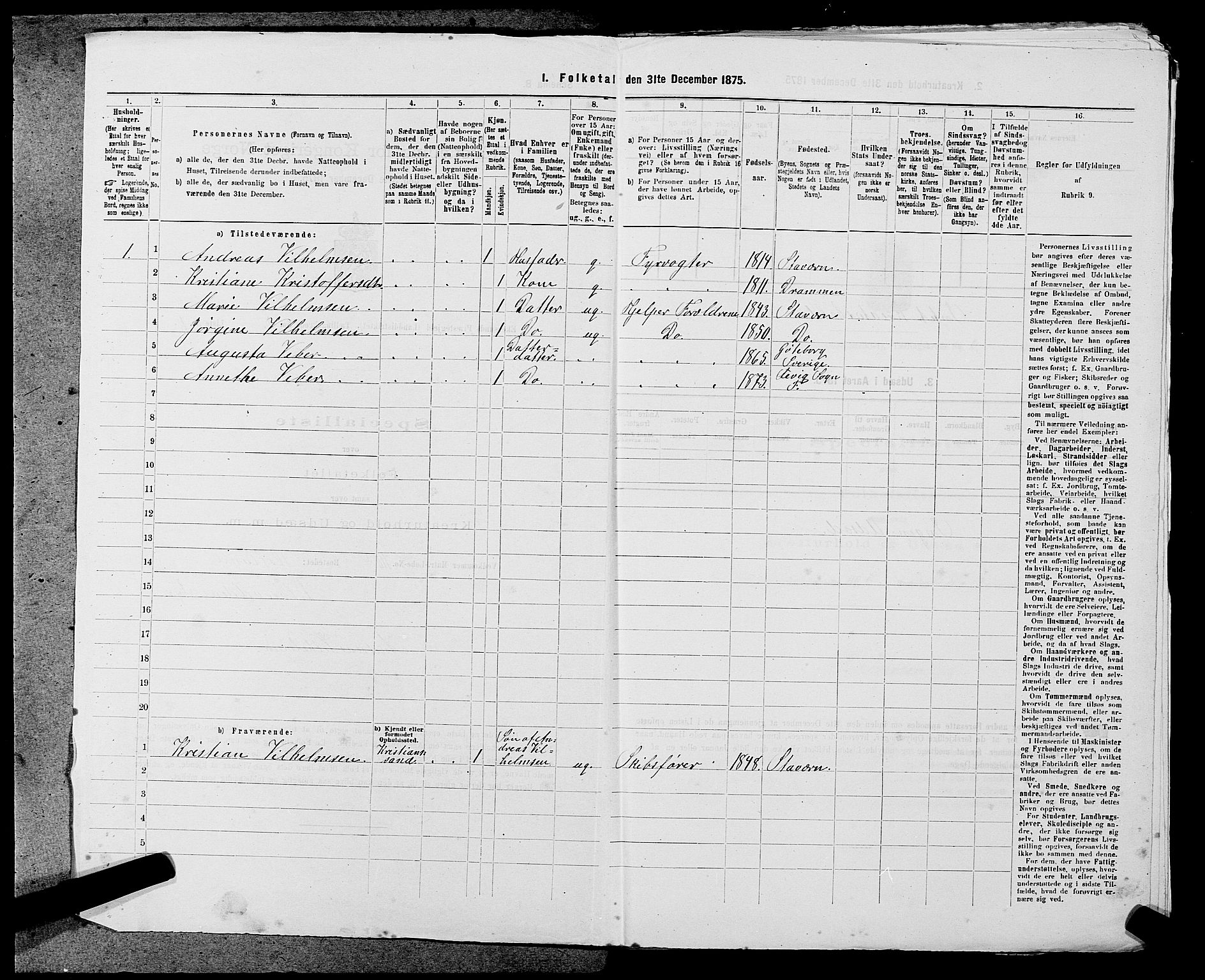 SAST, 1875 census for 1116L Eigersund/Eigersund og Ogna, 1875, p. 254