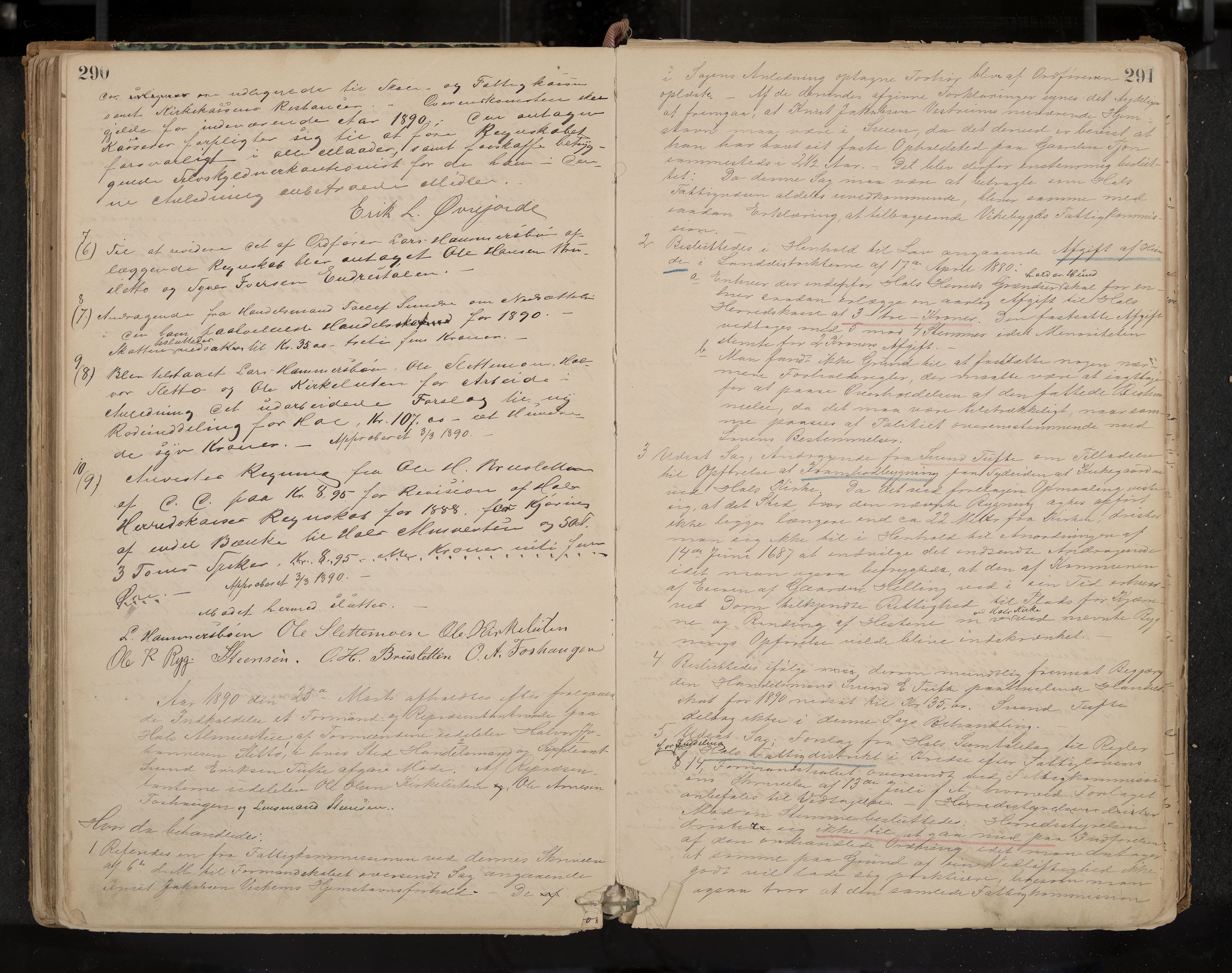 Hol formannskap og sentraladministrasjon, IKAK/0620021-1/A/L0001: Møtebok, 1877-1893, p. 290-291