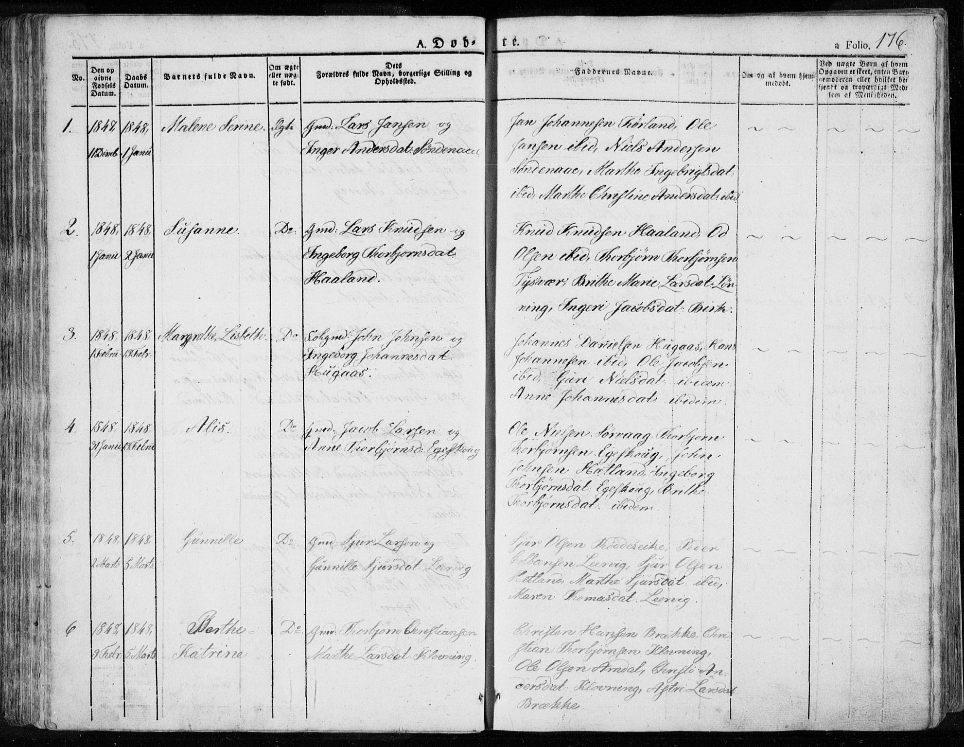 Tysvær sokneprestkontor, SAST/A -101864/H/Ha/Haa/L0001: Parish register (official) no. A 1.1, 1831-1856, p. 176