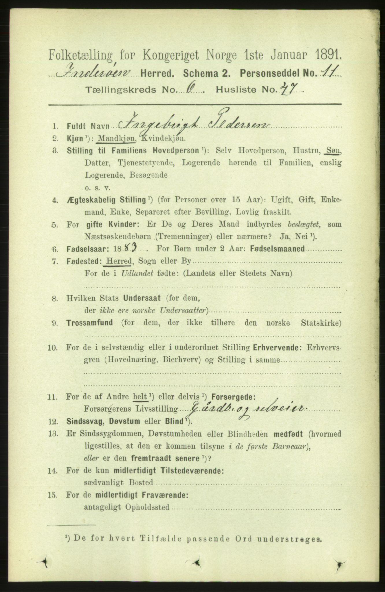 RA, 1891 census for 1729 Inderøy, 1891, p. 3653