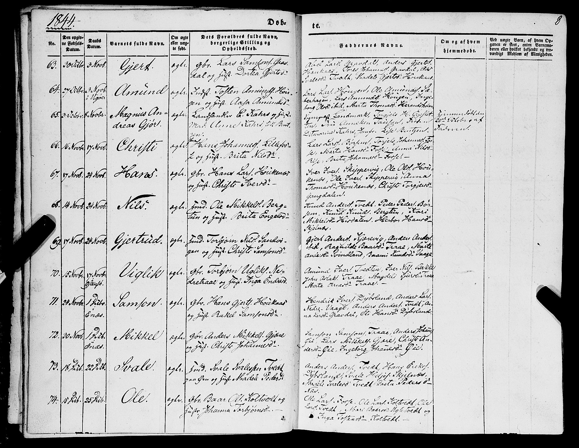 Strandebarm sokneprestembete, AV/SAB-A-78401/H/Haa: Parish register (official) no. A 7, 1844-1872, p. 8