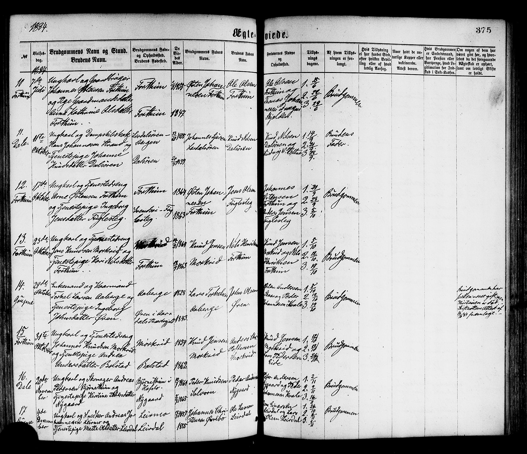 Luster sokneprestembete, AV/SAB-A-81101/H/Haa/Haaa/L0010: Parish register (official) no. A 10, 1871-1886, p. 375