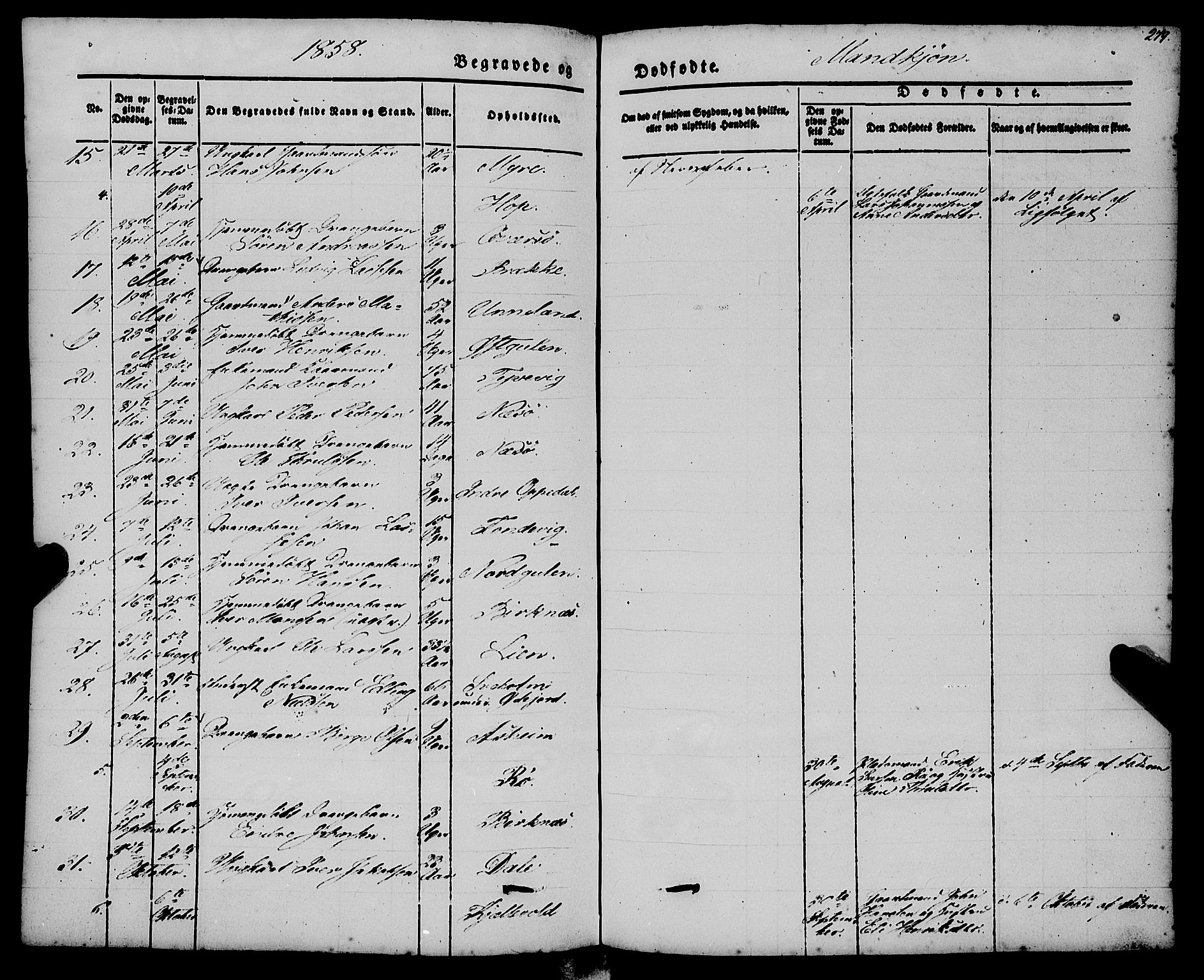 Gulen sokneprestembete, AV/SAB-A-80201/H/Haa/Haaa/L0021: Parish register (official) no. A 21, 1848-1858, p. 279