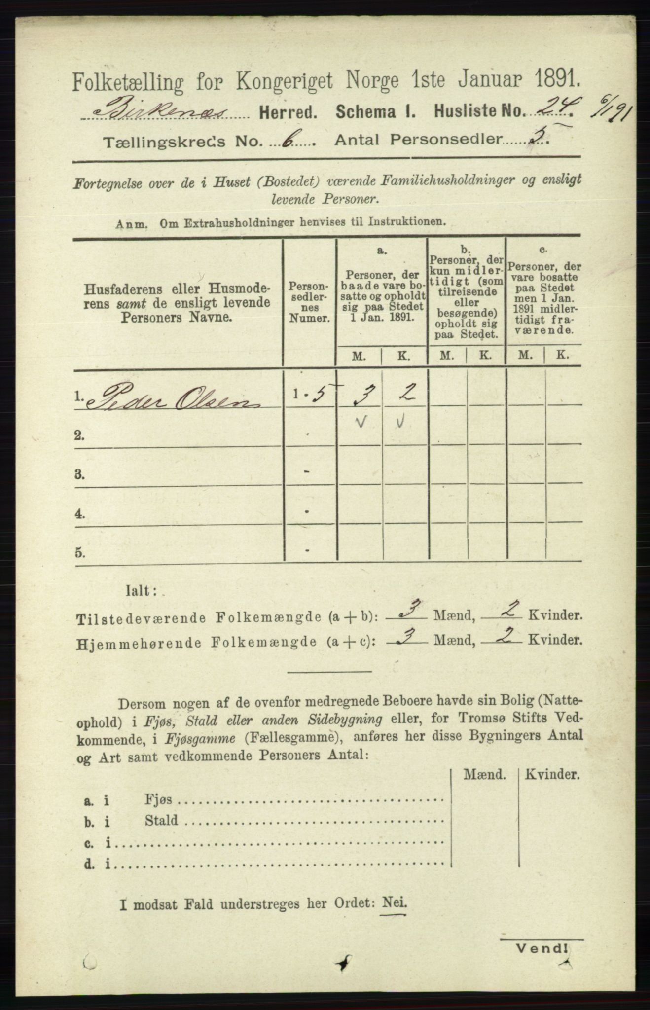 RA, 1891 Census for 0928 Birkenes, 1891, p. 1789