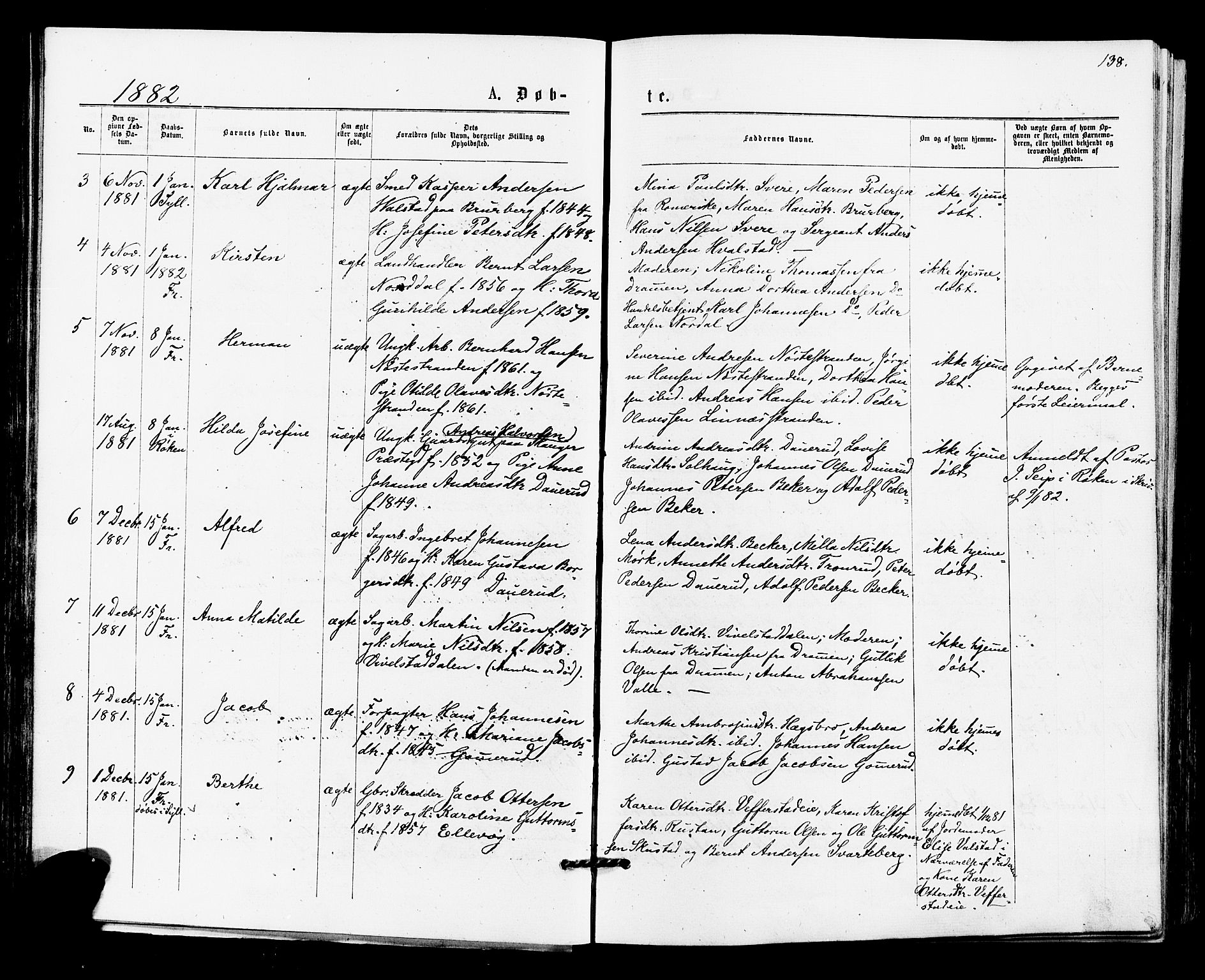 Lier kirkebøker, SAKO/A-230/F/Fa/L0014: Parish register (official) no. I 14, 1875-1882, p. 138