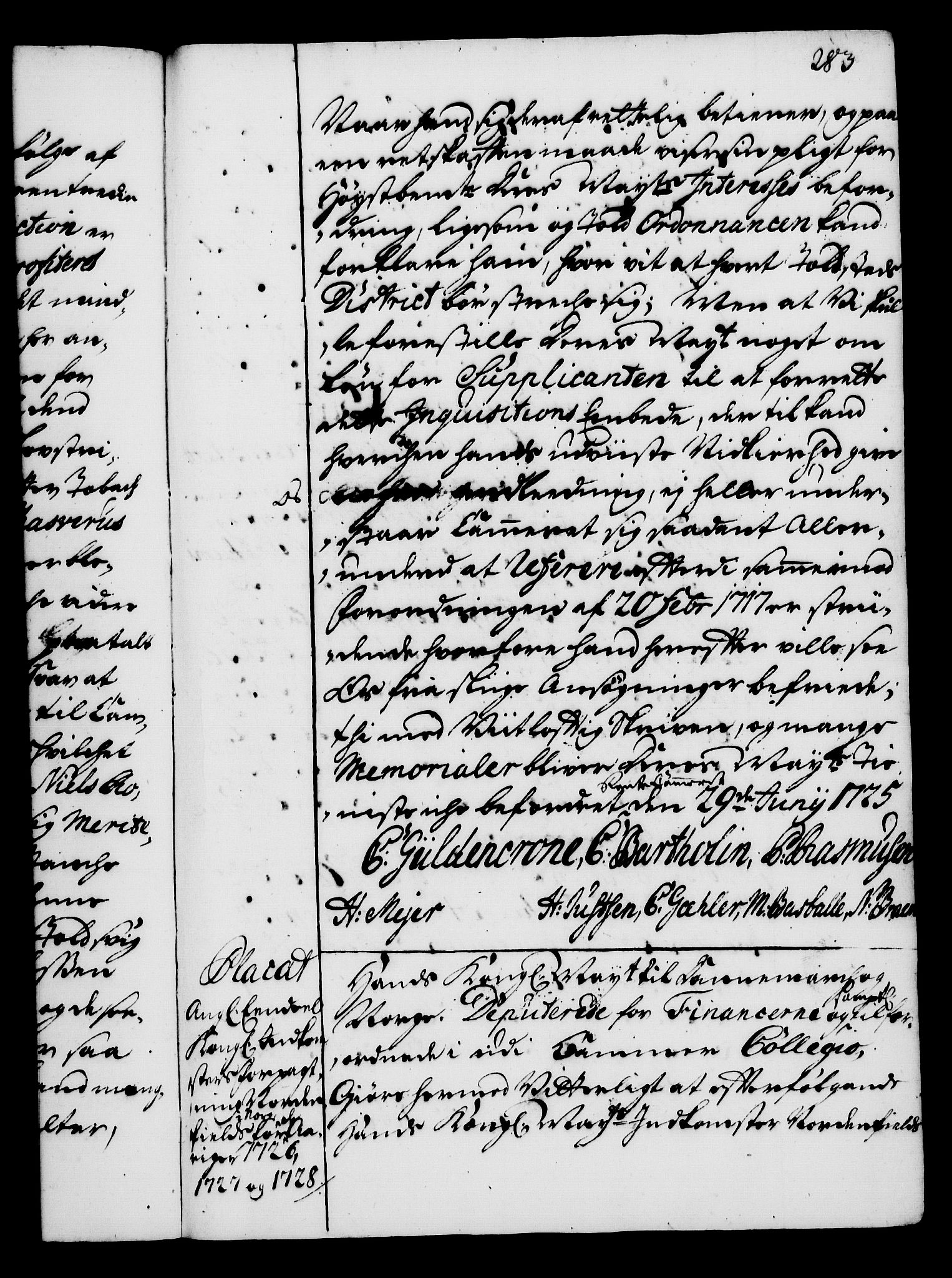 Rentekammeret, Kammerkanselliet, AV/RA-EA-3111/G/Gg/Gga/L0002: Norsk ekspedisjonsprotokoll med register (merket RK 53.2), 1723-1727, p. 283