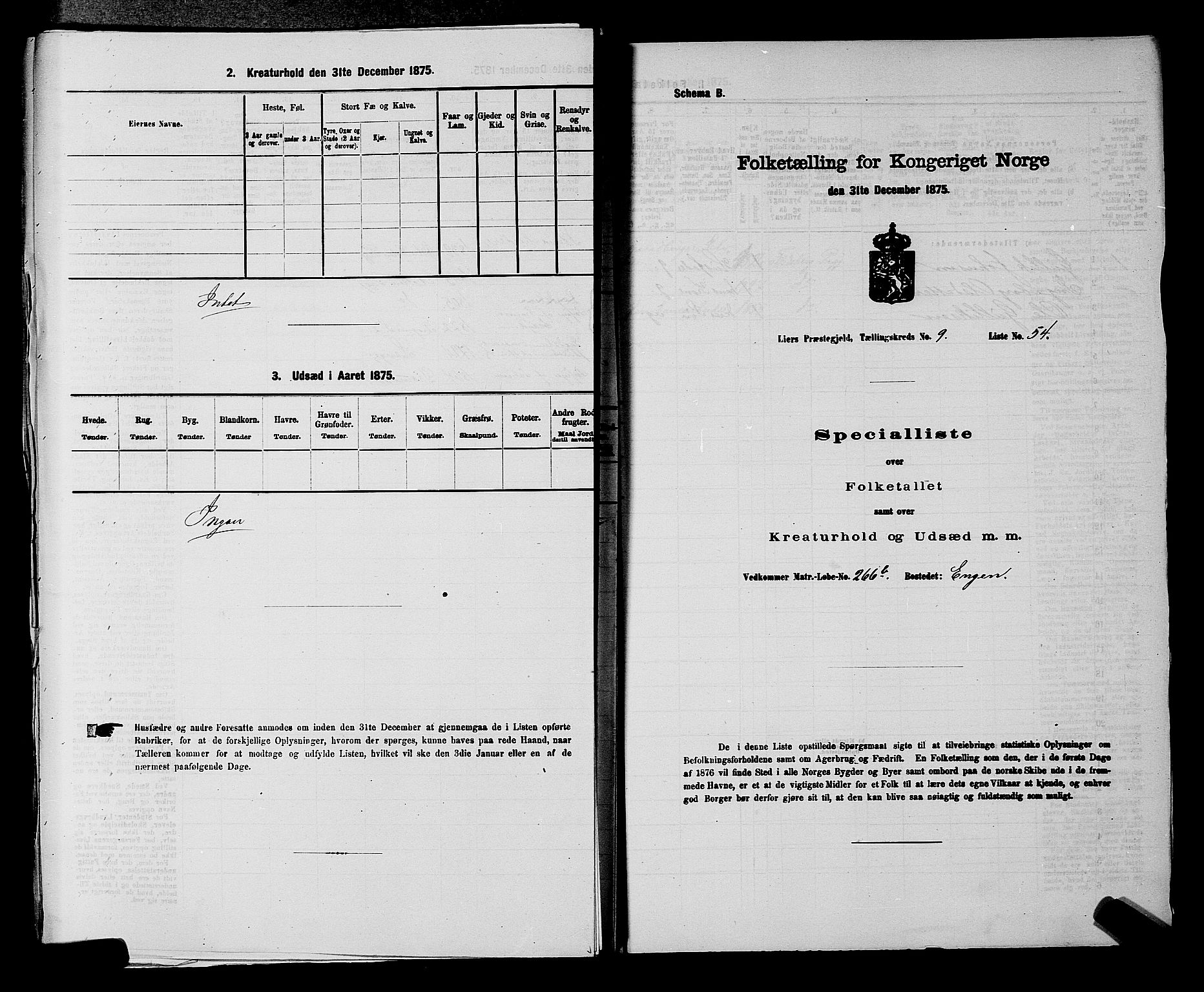 SAKO, 1875 census for 0626P Lier, 1875, p. 1605