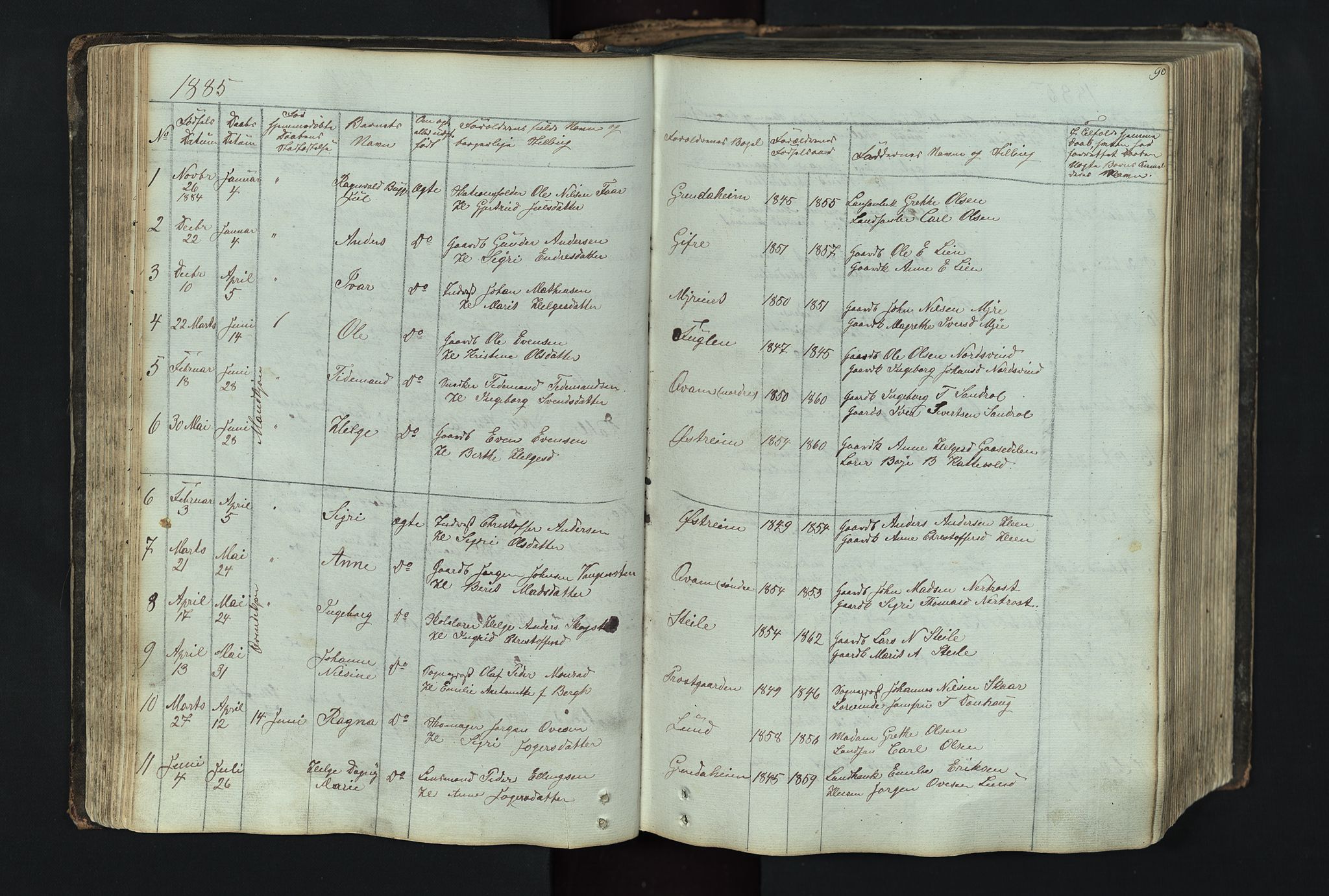 Vang prestekontor, Valdres, SAH/PREST-140/H/Hb/L0004: Parish register (copy) no. 4, 1835-1892, p. 90
