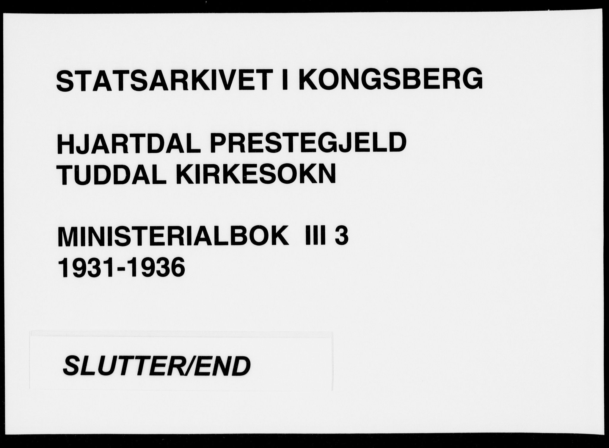 Hjartdal kirkebøker, SAKO/A-270/F/Fc/L0003: Parish register (official) no. III 3, 1931-1936