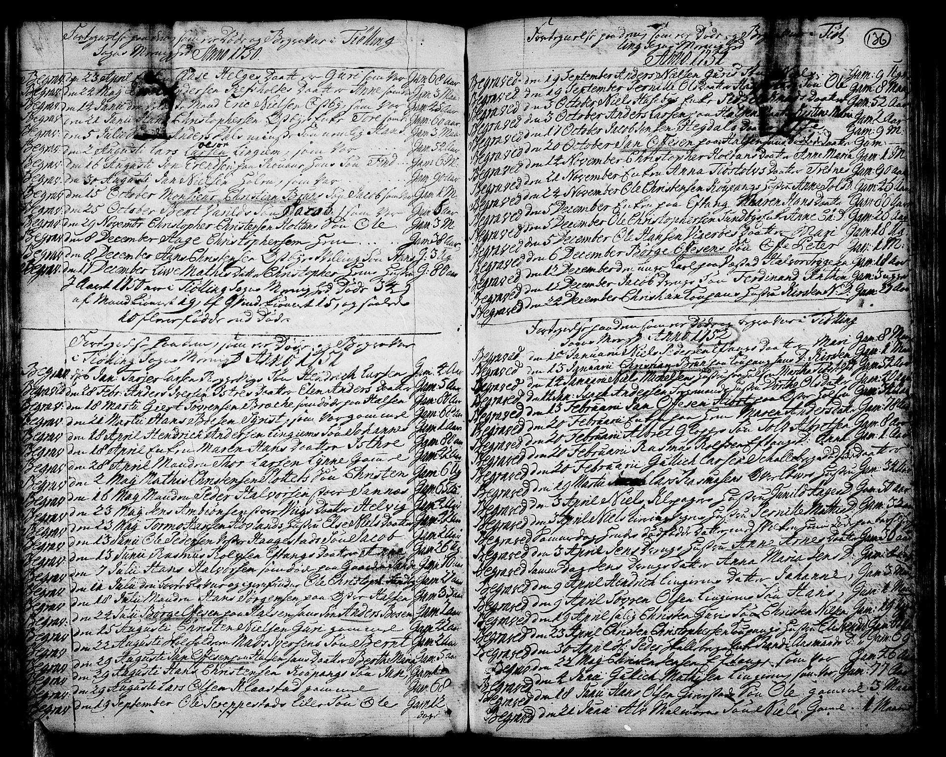 Tjølling kirkebøker, AV/SAKO-A-60/F/Fa/L0003: Parish register (official) no. 3, 1735-1778, p. 136