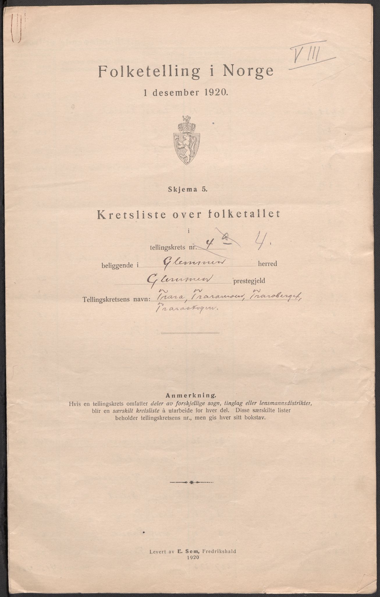 SAO, 1920 census for Glemmen, 1920, p. 23