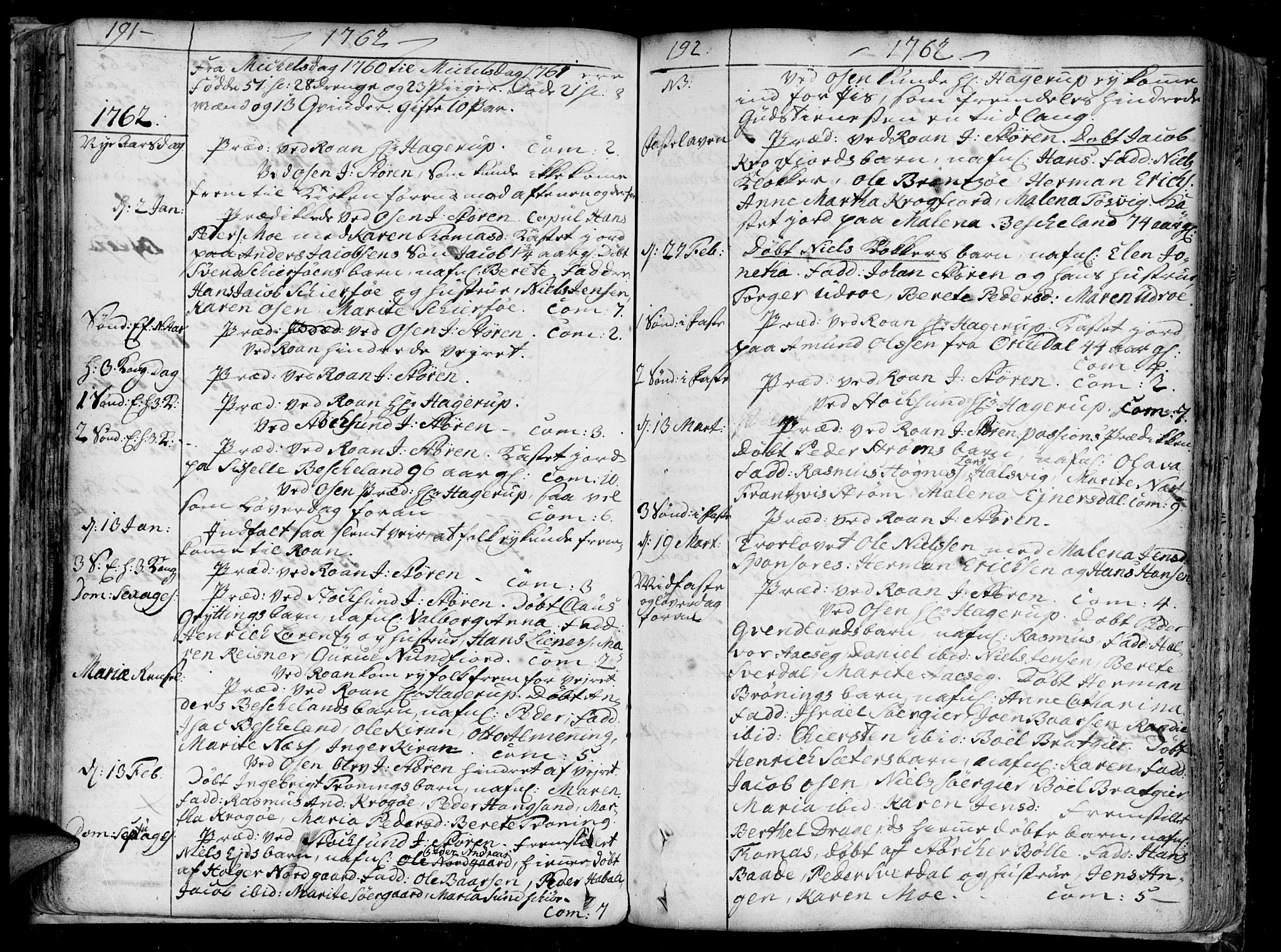 Ministerialprotokoller, klokkerbøker og fødselsregistre - Sør-Trøndelag, SAT/A-1456/657/L0700: Parish register (official) no. 657A01, 1732-1801, p. 191-192