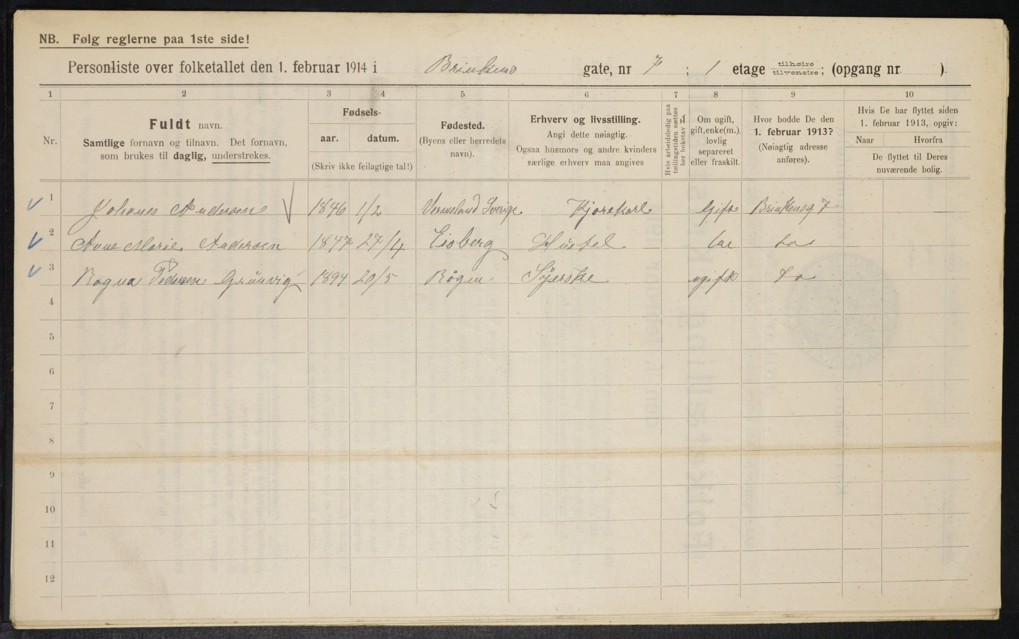 OBA, Municipal Census 1914 for Kristiania, 1914, p. 8858