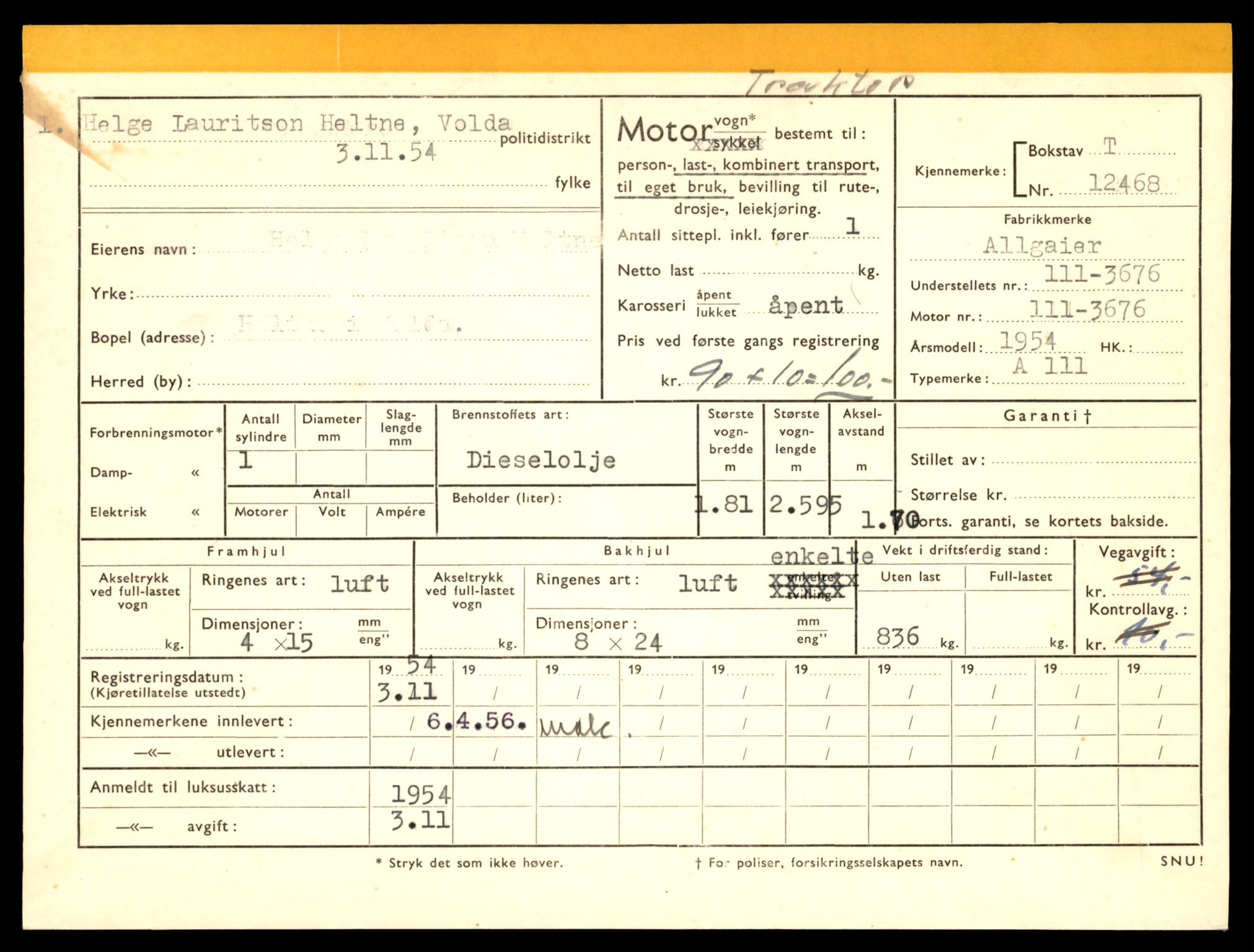 Møre og Romsdal vegkontor - Ålesund trafikkstasjon, AV/SAT-A-4099/F/Fe/L0033: Registreringskort for kjøretøy T 12151 - T 12474, 1927-1998, p. 3645