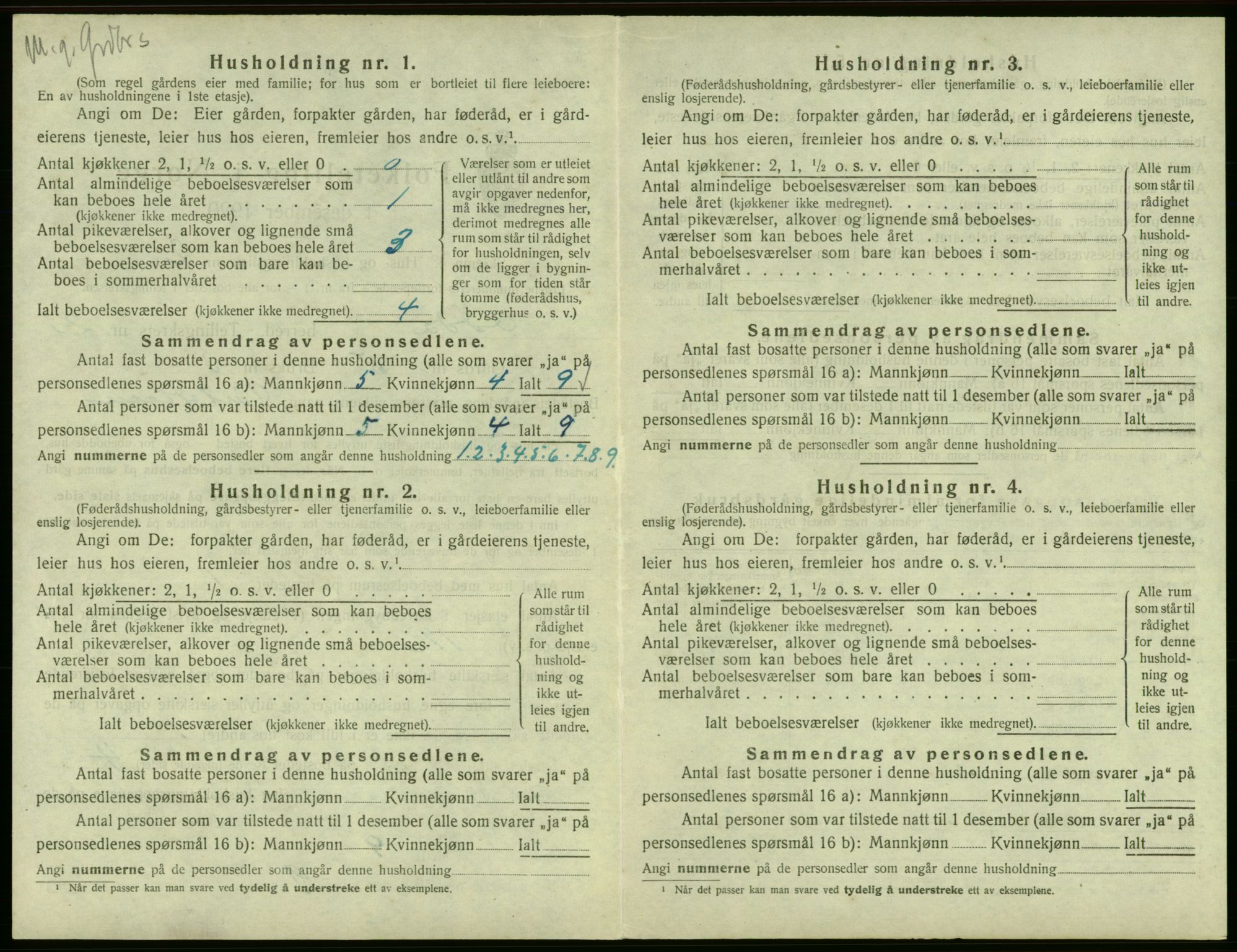 SAB, 1920 census for Odda, 1920, p. 179