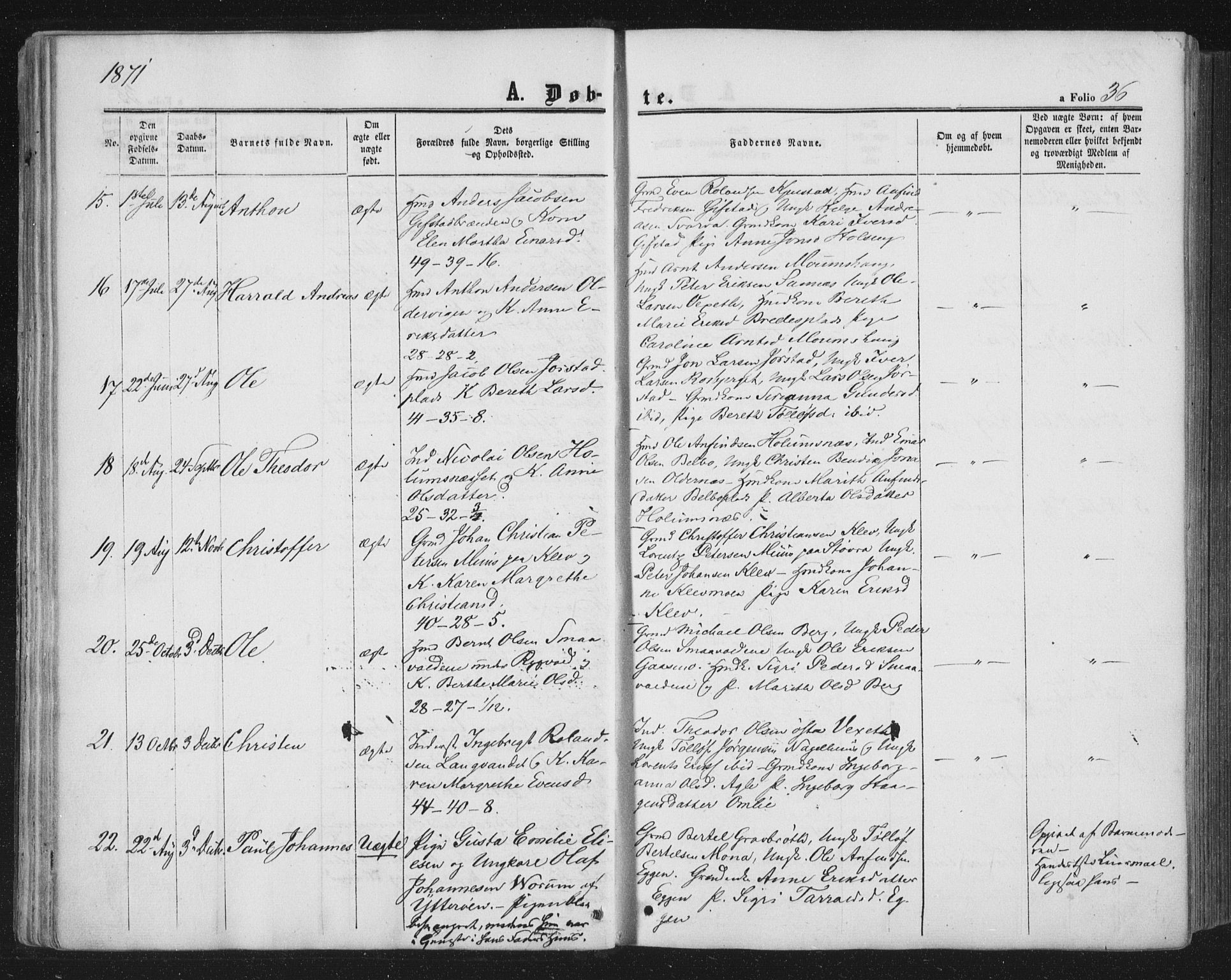 Ministerialprotokoller, klokkerbøker og fødselsregistre - Nord-Trøndelag, SAT/A-1458/749/L0472: Parish register (official) no. 749A06, 1857-1873, p. 36