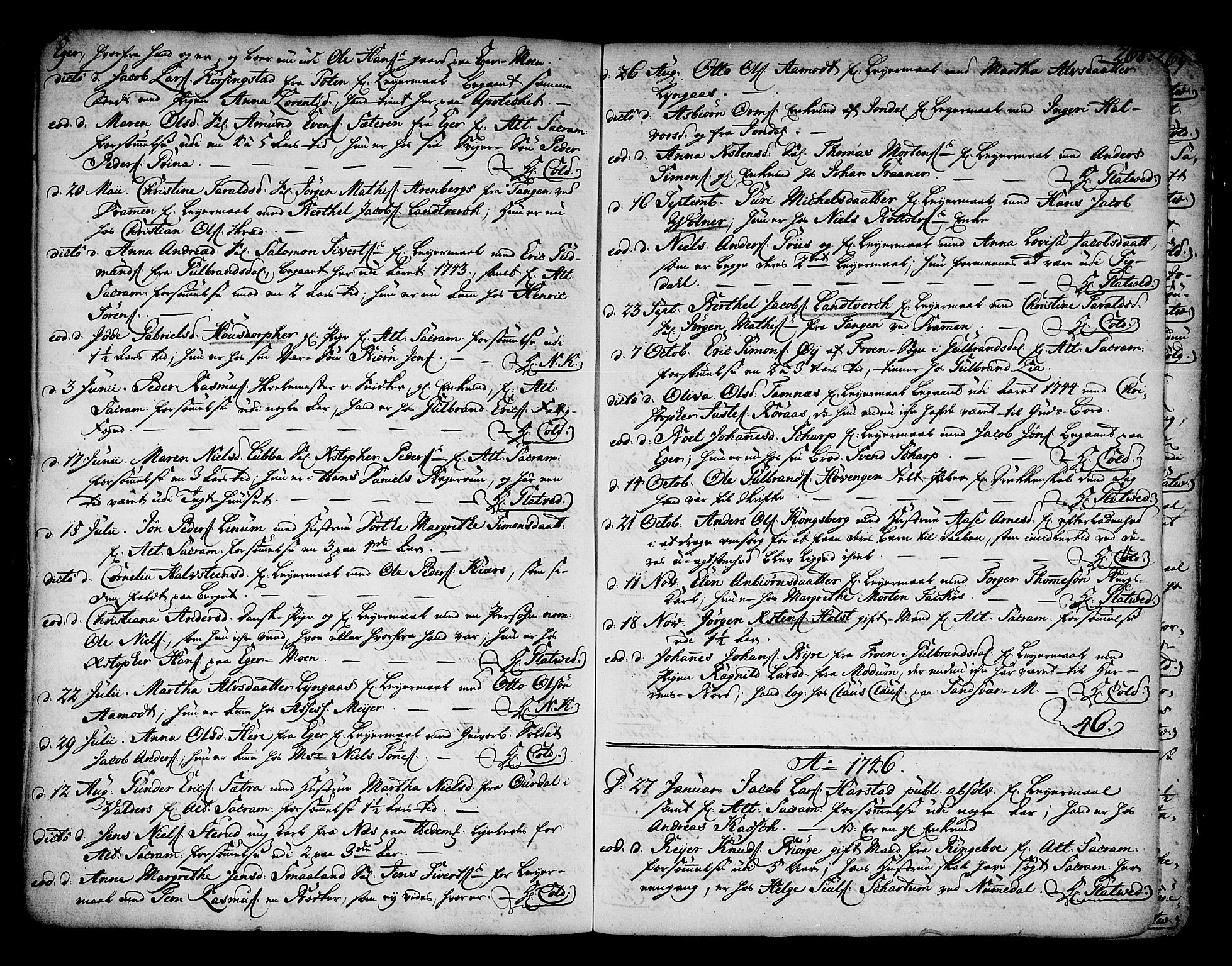 Kongsberg kirkebøker, AV/SAKO-A-22/F/Fa/L0003: Parish register (official) no. I 3, 1744-1755, p. 268
