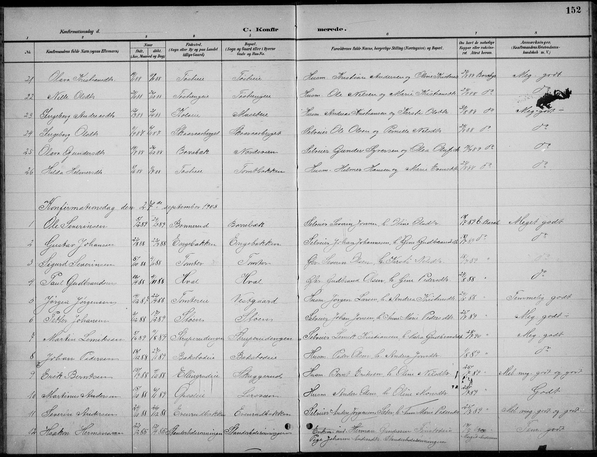 Romedal prestekontor, AV/SAH-PREST-004/L/L0013: Parish register (copy) no. 13, 1896-1937, p. 152